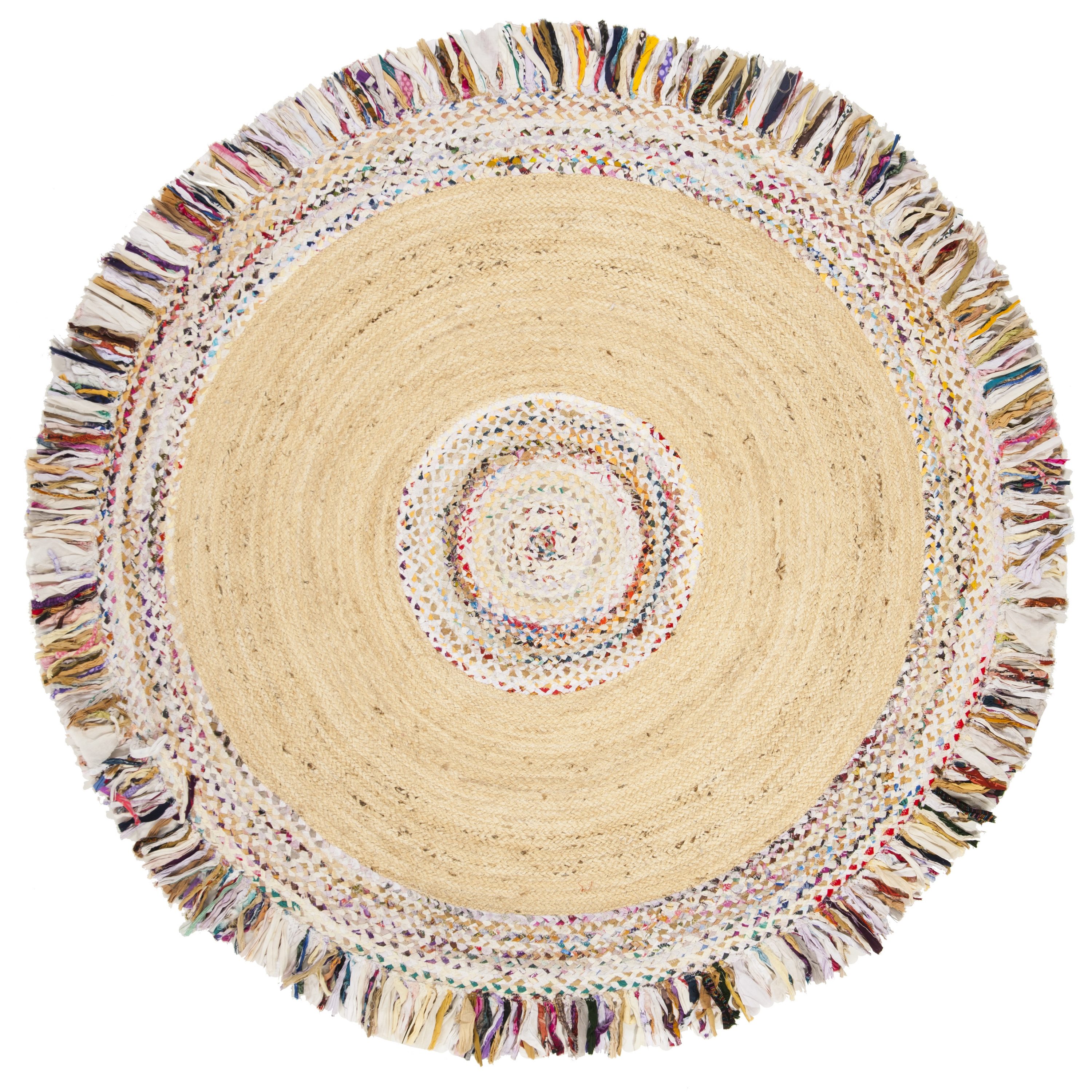 Safavieh CAP205B-9R Cape Cod Warwick 9 x 9 (ft) Jute Ivory/Light Beige Round Indoor Abstract Bohemian/Eclectic Area rug