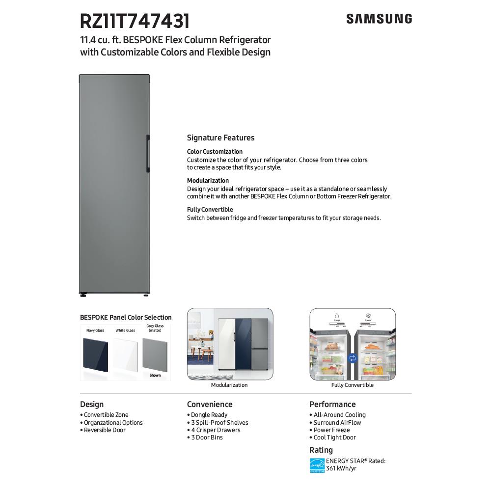 Samsung 11.4-cu ft Frost-free Convertible Upright Freezer/Refrigerator  (Stainless Look) ENERGY STAR