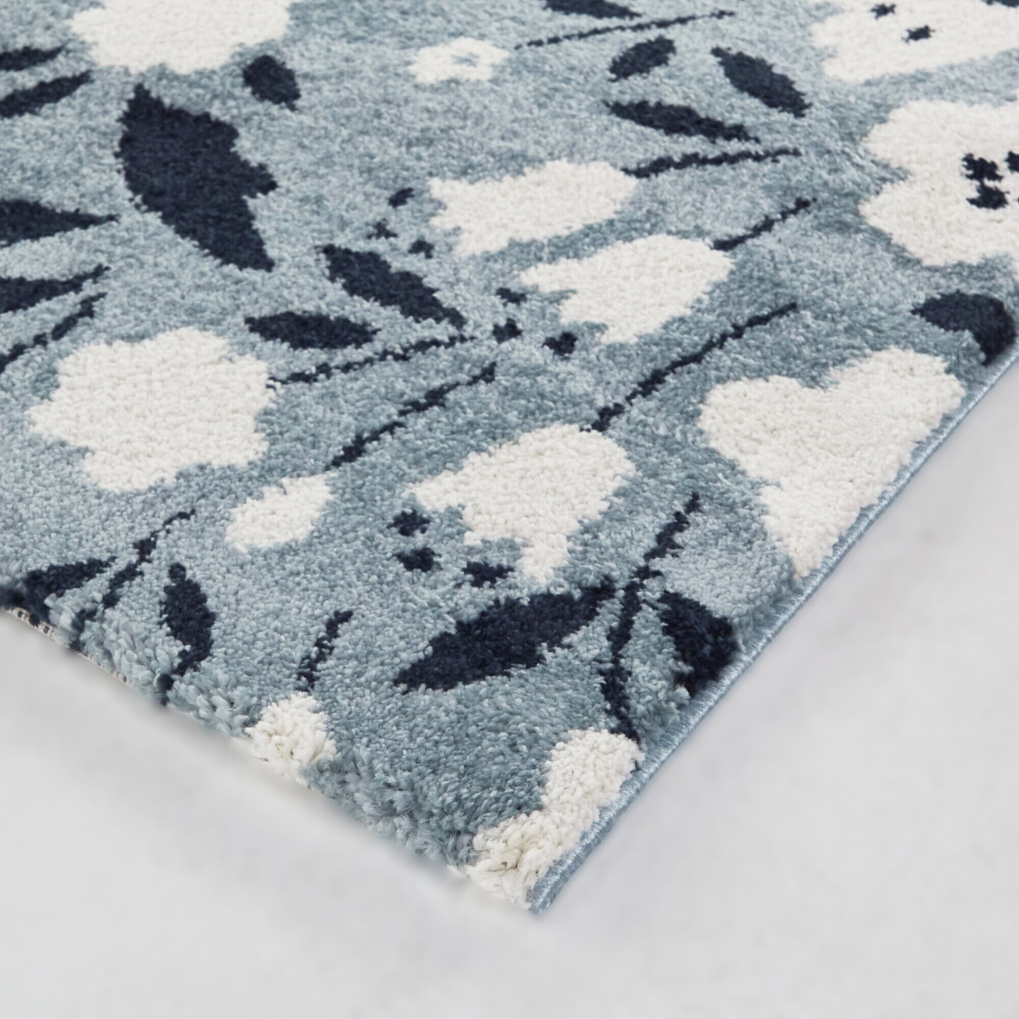 Kelsey Blue Floral Washable Reversible Kids Rug 5' x 7'
