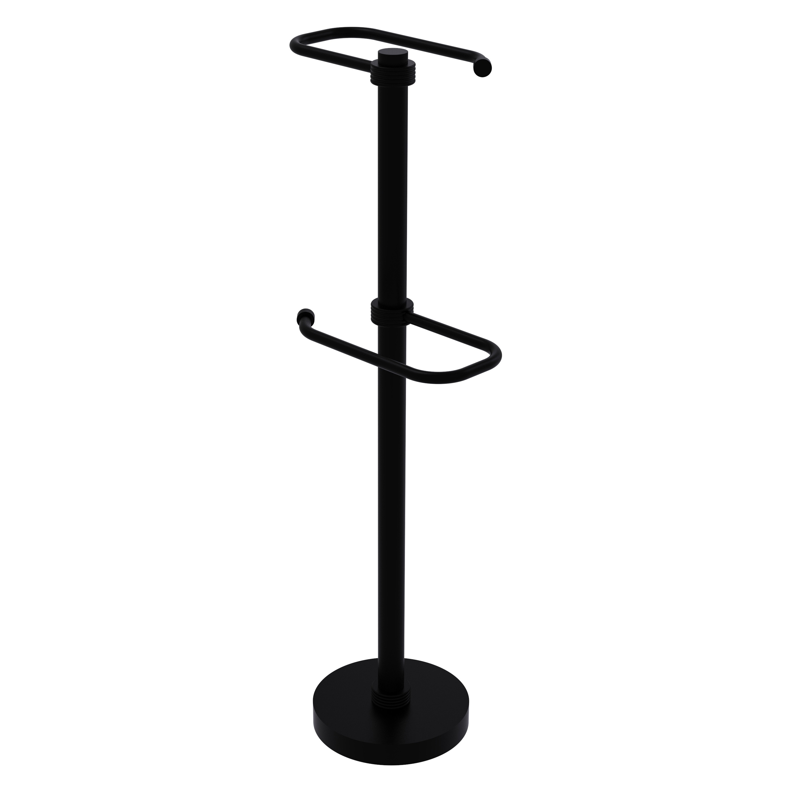 Allied Brass TS-26G-BKM Matte Black Freestanding Single post Toilet Paper Holder 2 -Rolls