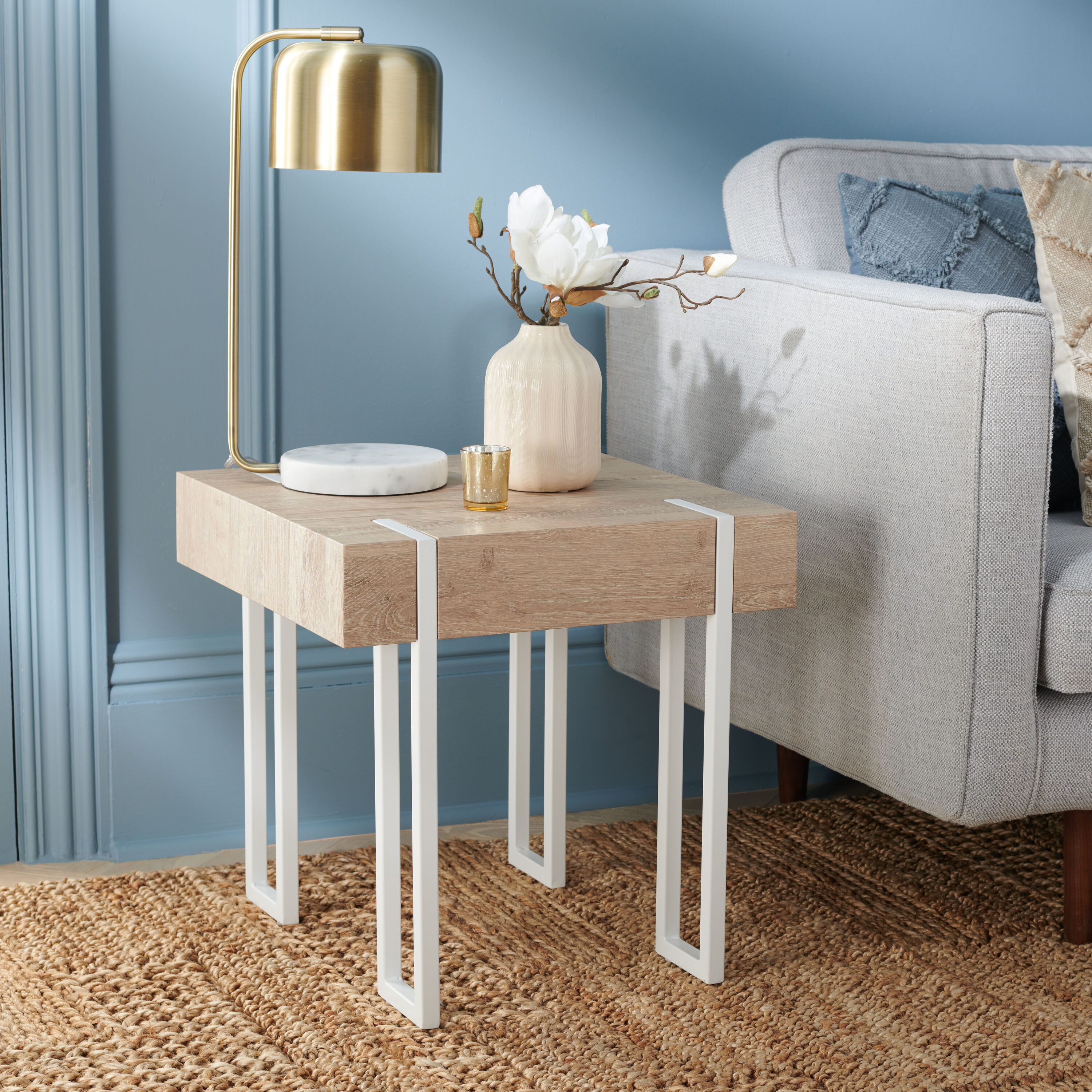 Safavieh ACC7002A Aberton Modern Paper Veneer For Top And Powder Coating For Tube Accent Table Set