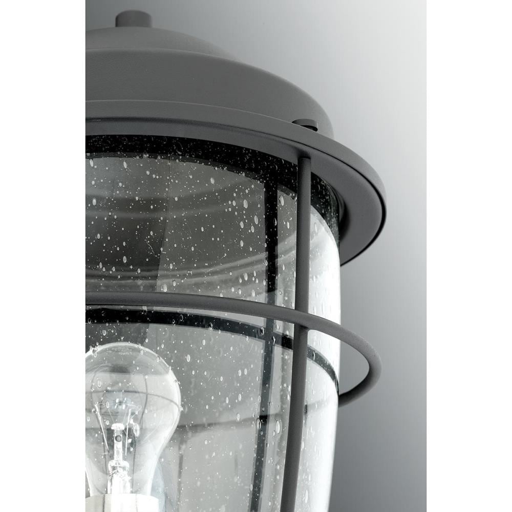Black Incandescent Nautical Post Lantern with Seeded Glass