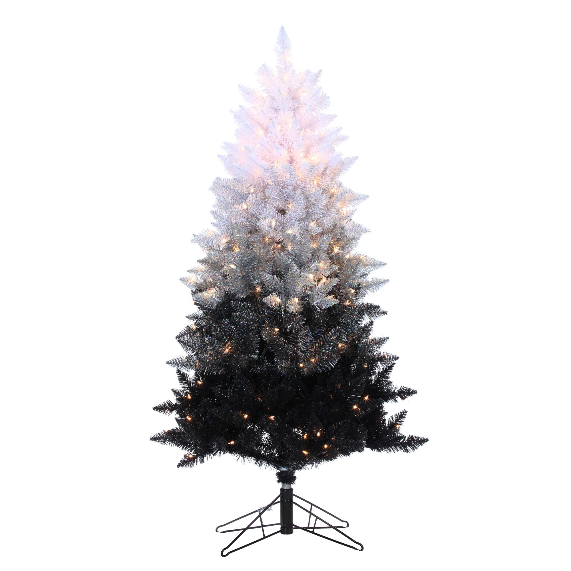 Sterling Tree Company 6021-50BW 5-ft Spruce Pre-lit Black Artificial Christmas Tree with 250 Constant White Clear Incandescent Lights