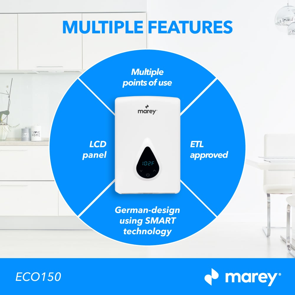 MAREY 220V Eco 27Kw 6.5-GPM Tankless Electric Water Heater at