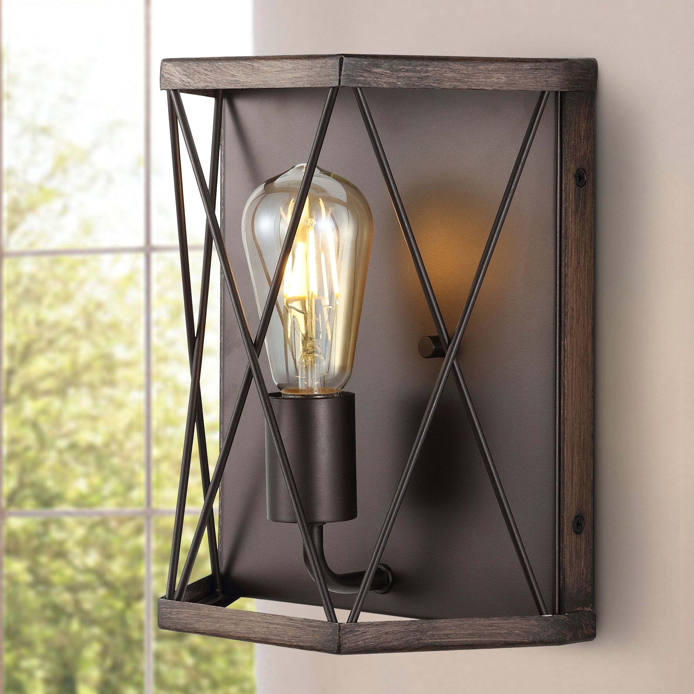 Dimmable Electric Lantern Lamp with Edison Bulb Included Rustic Rust Finish