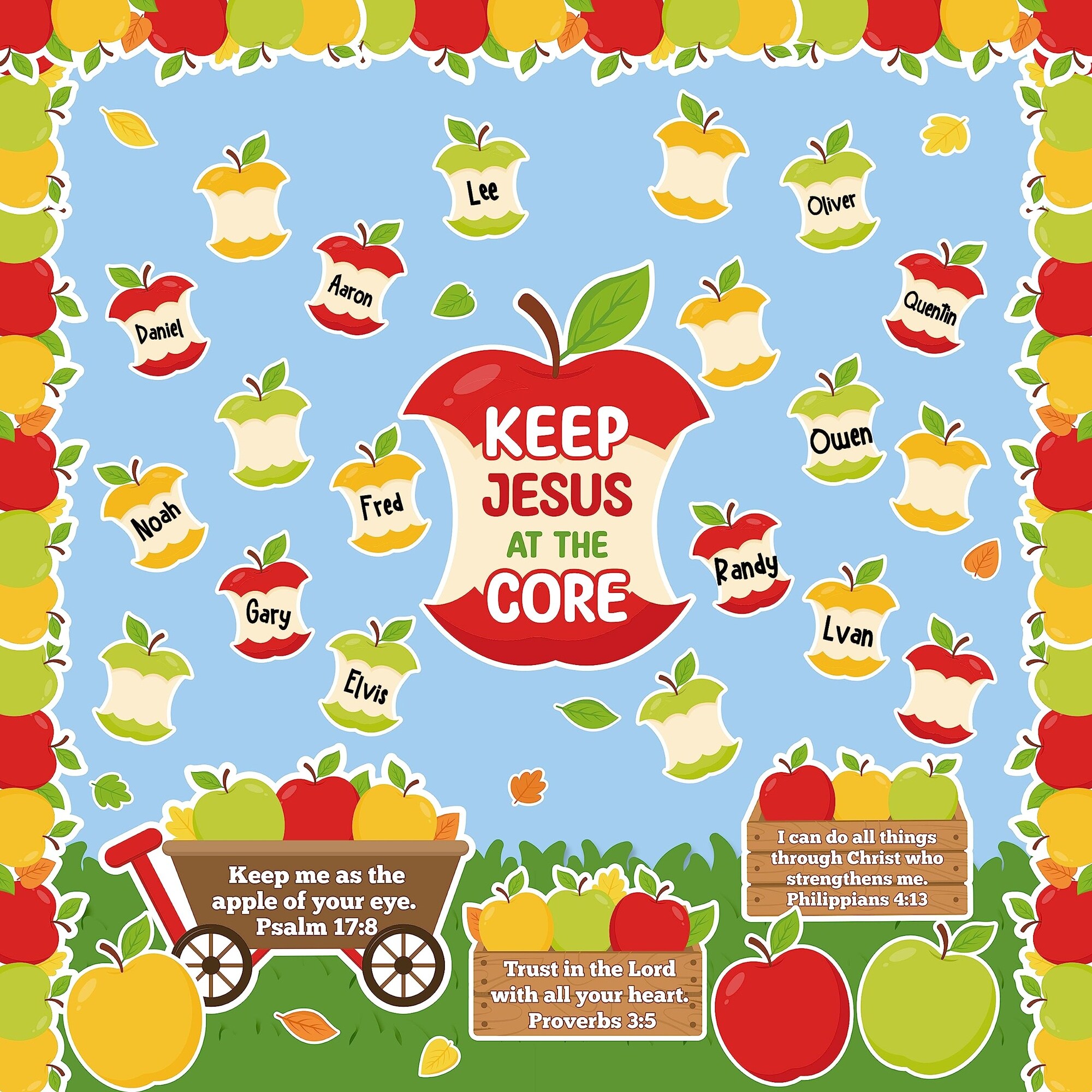 Lukvuzo Jesus in the Apple Sunday School Bulletin Board Decoration Set 107 Pieces Fall Autumn Classroom Decor durable home and garden accessory