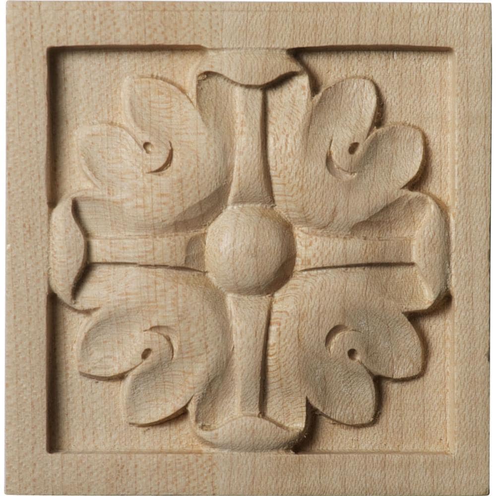 Ekena Millwork ROS03X03X00EDAL Small Edinburgh 3-in x 3-in Square Unfinished Alder Wood Rosette