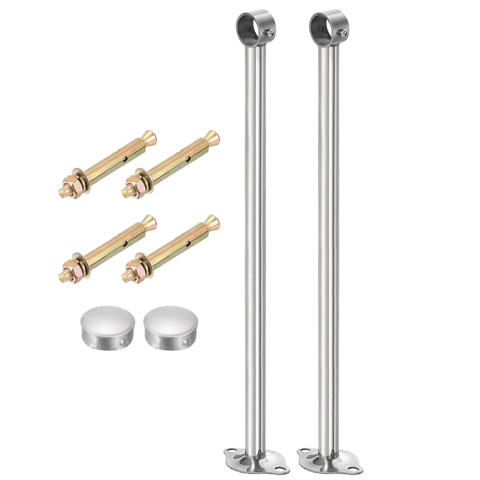Unique Bargains - 3 Set Ceiling Mount Curtain Rod Bracket Fit 25mm/0.98 Inch Pipe Length 400mm/15...