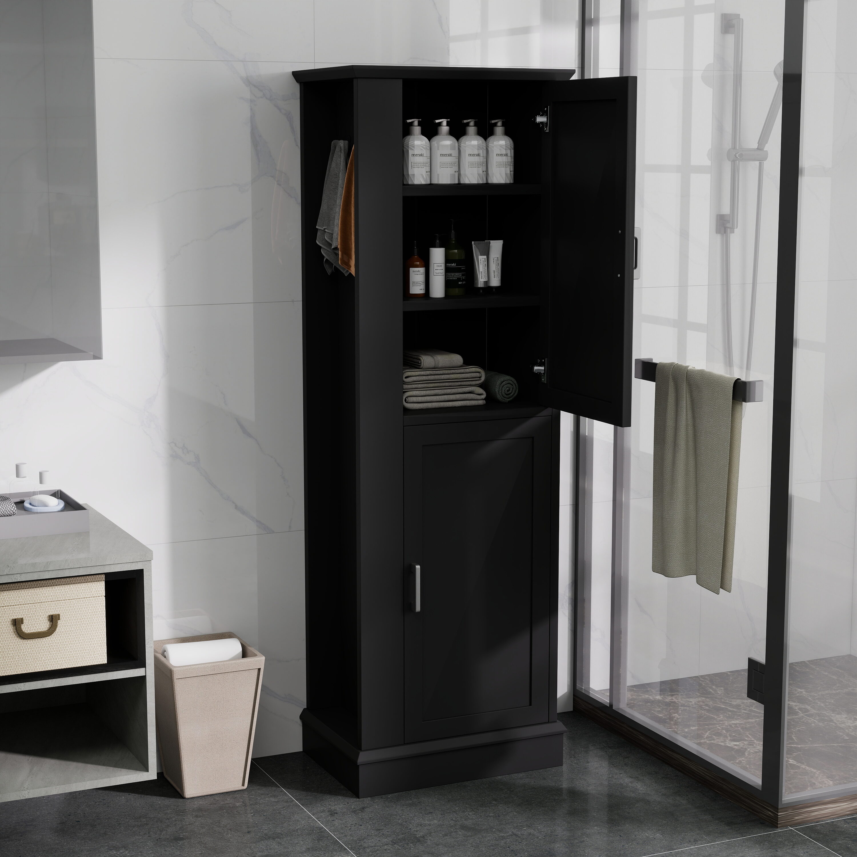 Hrinhom BA05-BLACK Linen-Cabinets - View #2