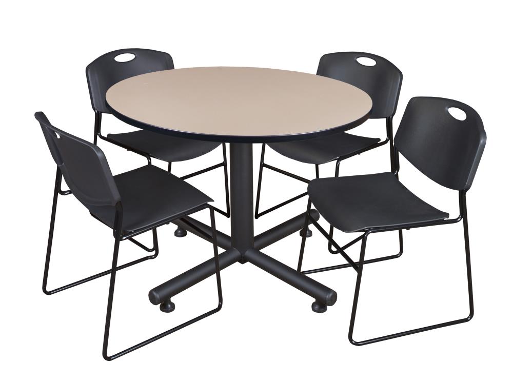 Regency TKB48RNDBE44BK Breakroom Off-white 4-Person Training Table (48-in W x 29-in H)