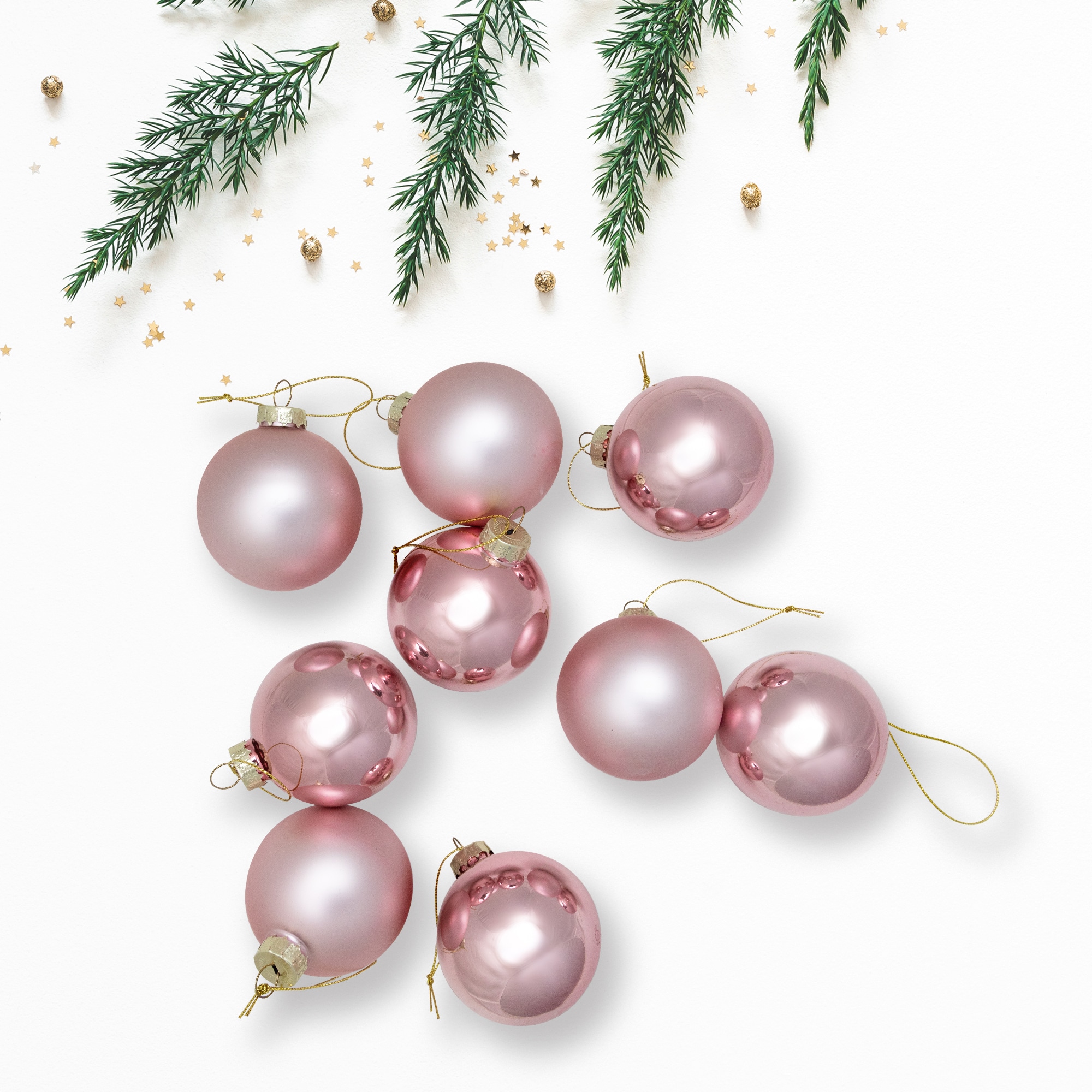 Northlight - 9 -Pack Pink Ball Standard Indoor Ornament set