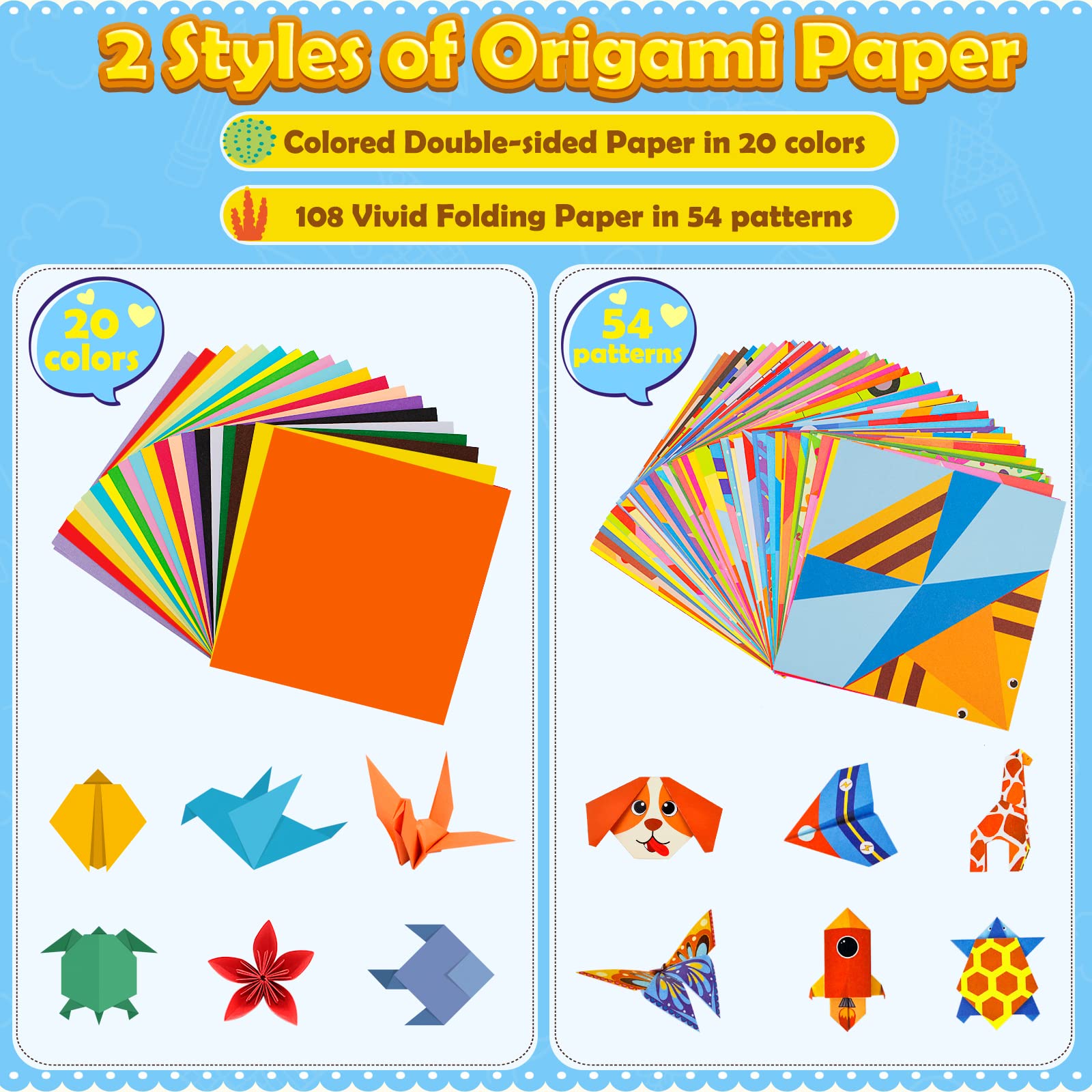 Linder Group Inc Origami Paper Kit 308 pcs Kids Craft Set with ...