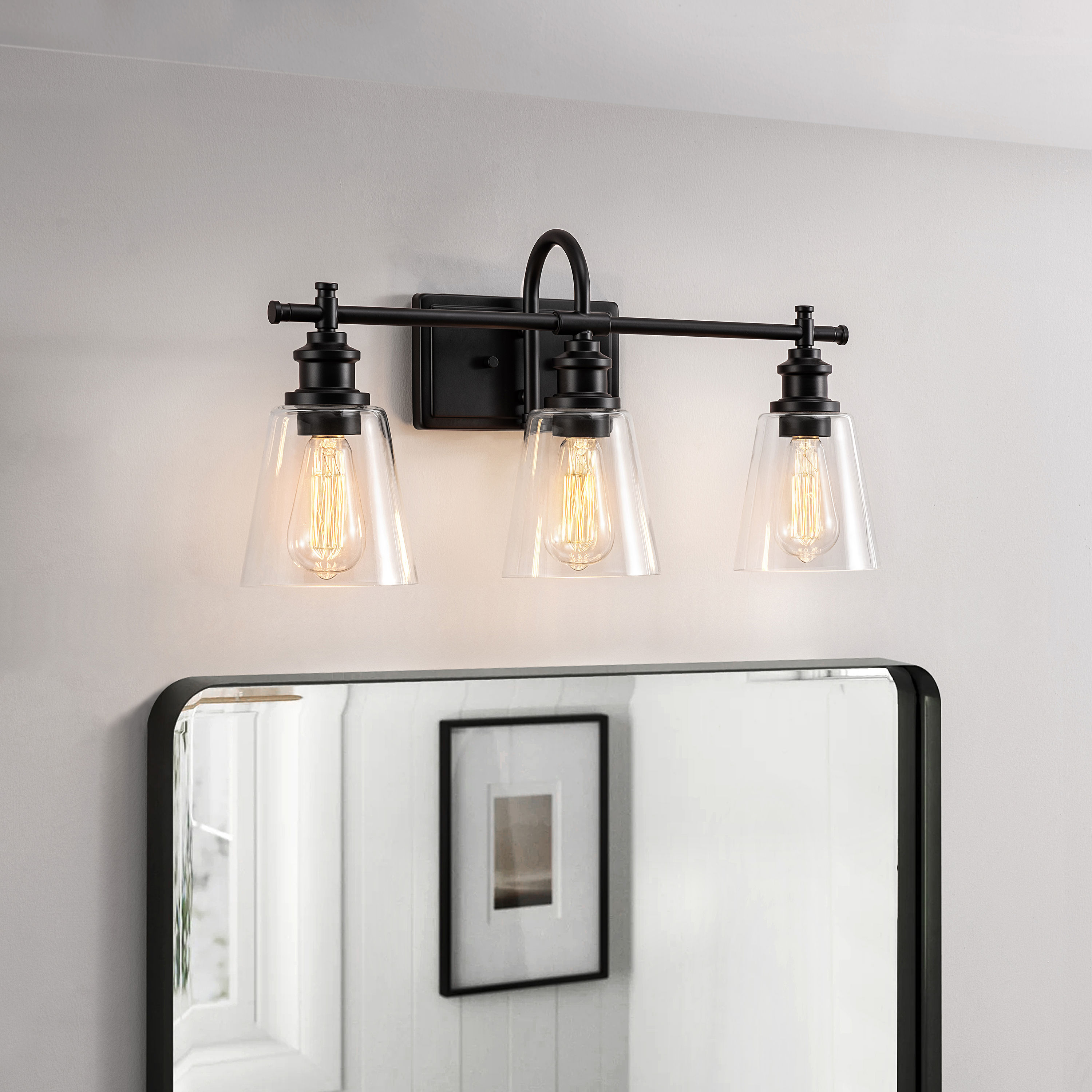 KAWOTI Armma 24-in 3-Light Matte Black Modern/Contemporary Vanity Light ...