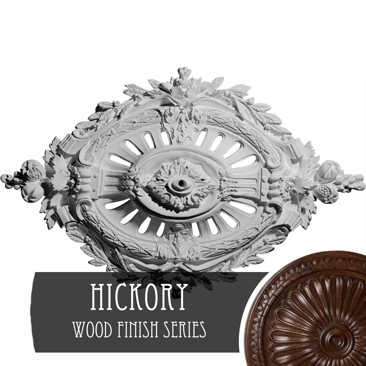 Ekena Millwork CM35X22ANHIS Antonio 22.5-in W x 35.5-in L Hickory Polyurethane Ceiling Medallion