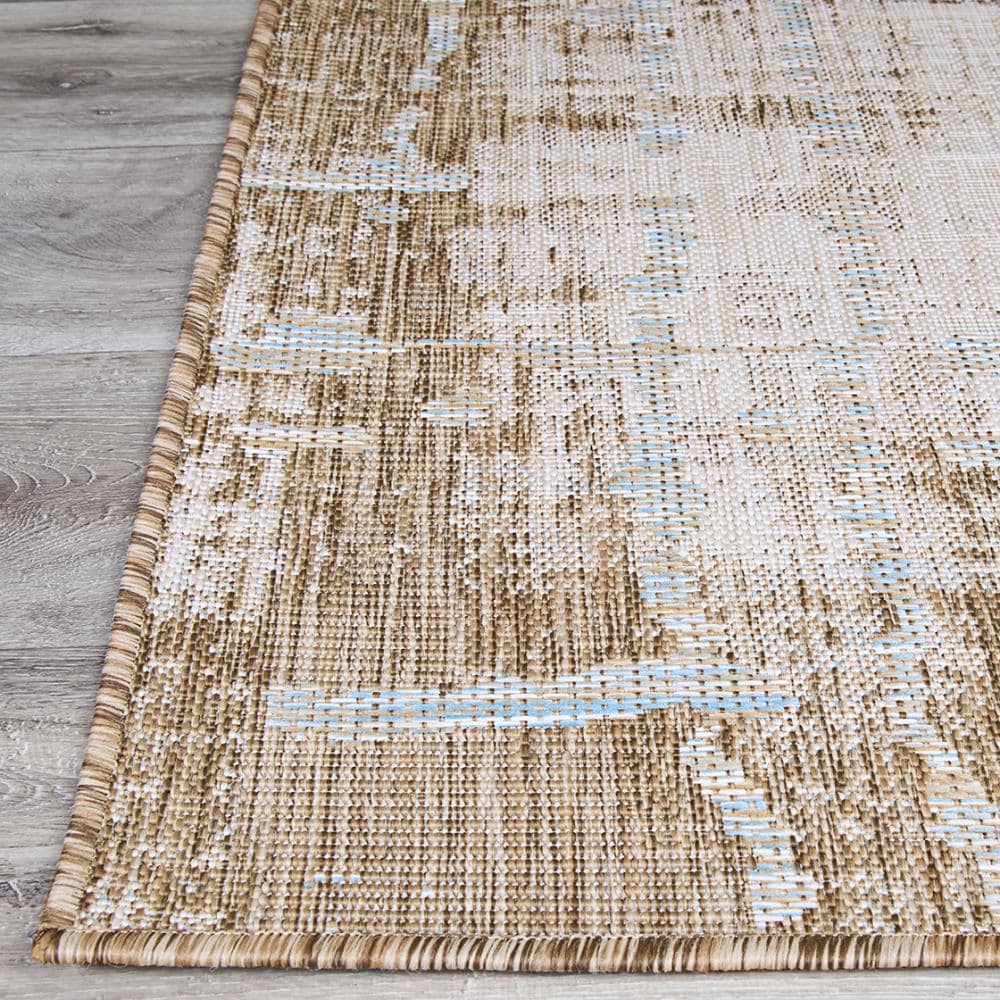Charm Sand-Ivory 5' x 7' Reversible Synthetic Area Rug