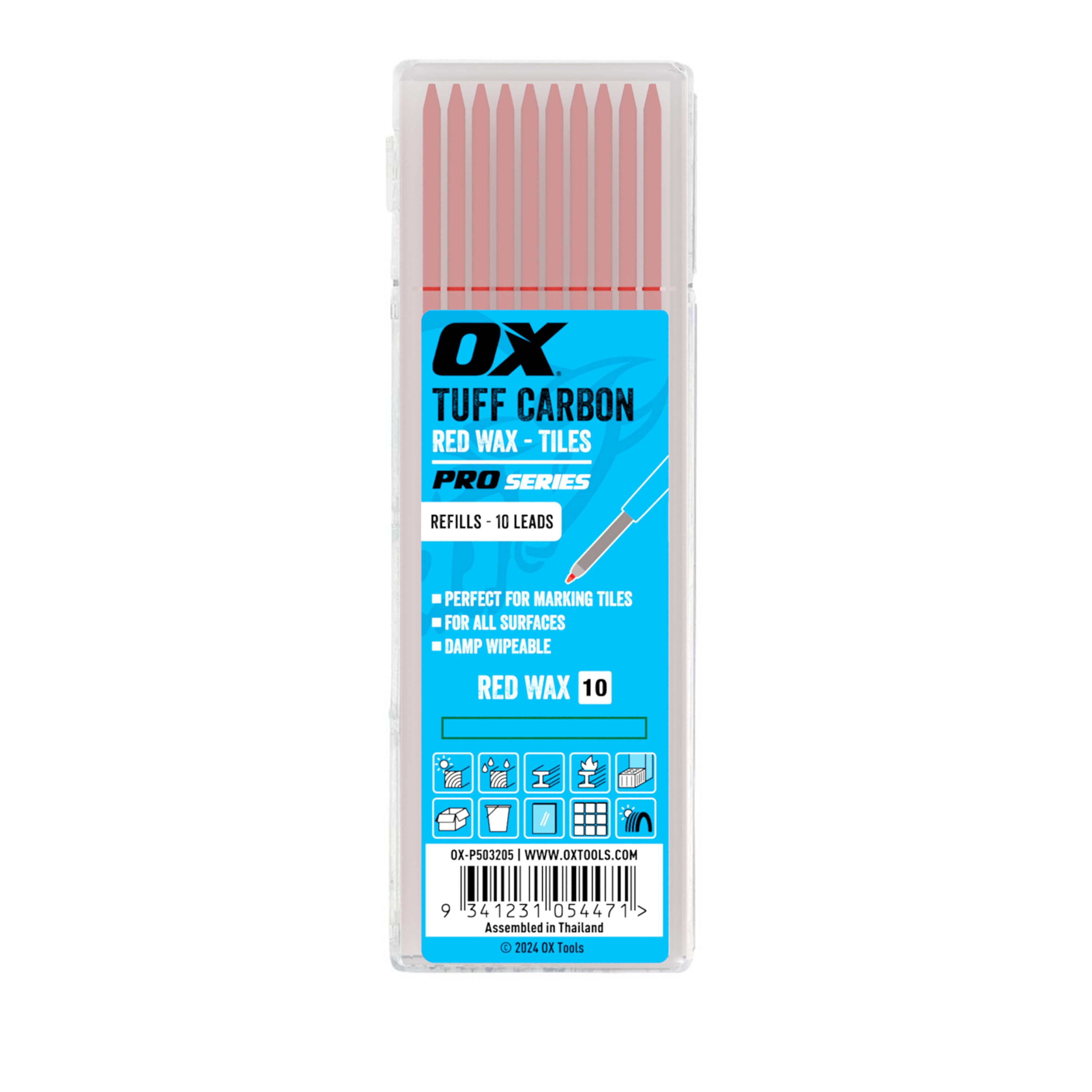 OX OX-P503205 Pro Tuff Carbon 10 -Pack Standard Red Replacement lead