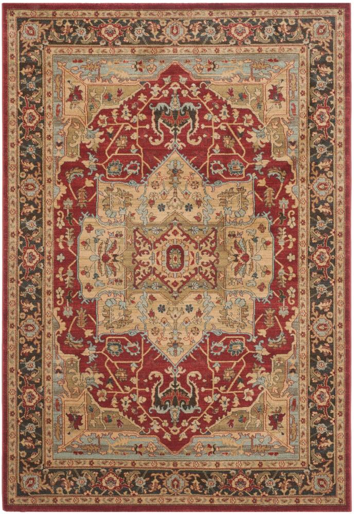 Safavieh MAH625B-6 Mahal Bakite 7 x 9 (ft) Loomed Polypropylene Natural/Navy Rectangular Indoor Floral/Botanical Oriental Area rug