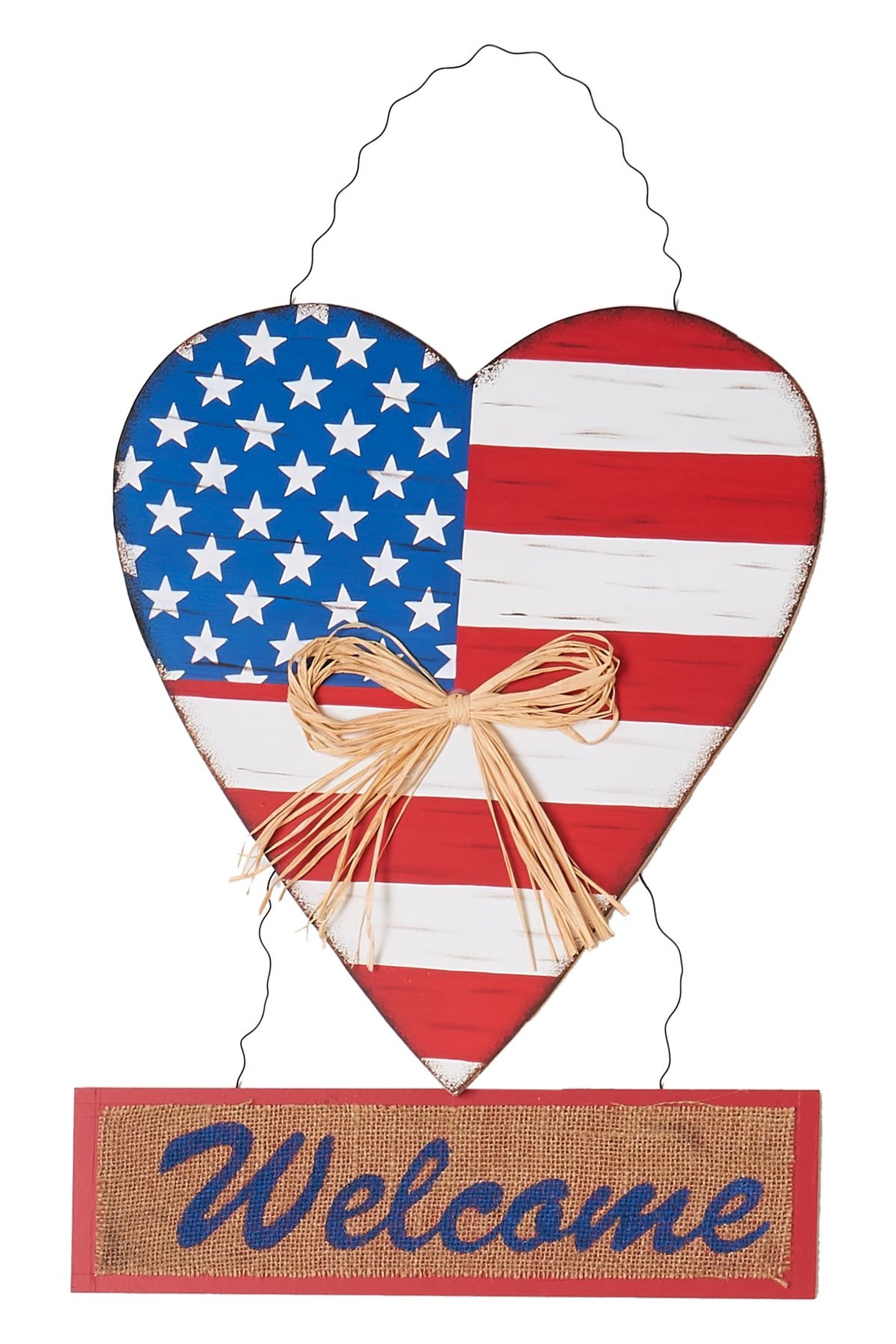 Worth Imports 1159 Wood Indoor/Outdoor Hanging decoration Sign Stars 4th of July Decor