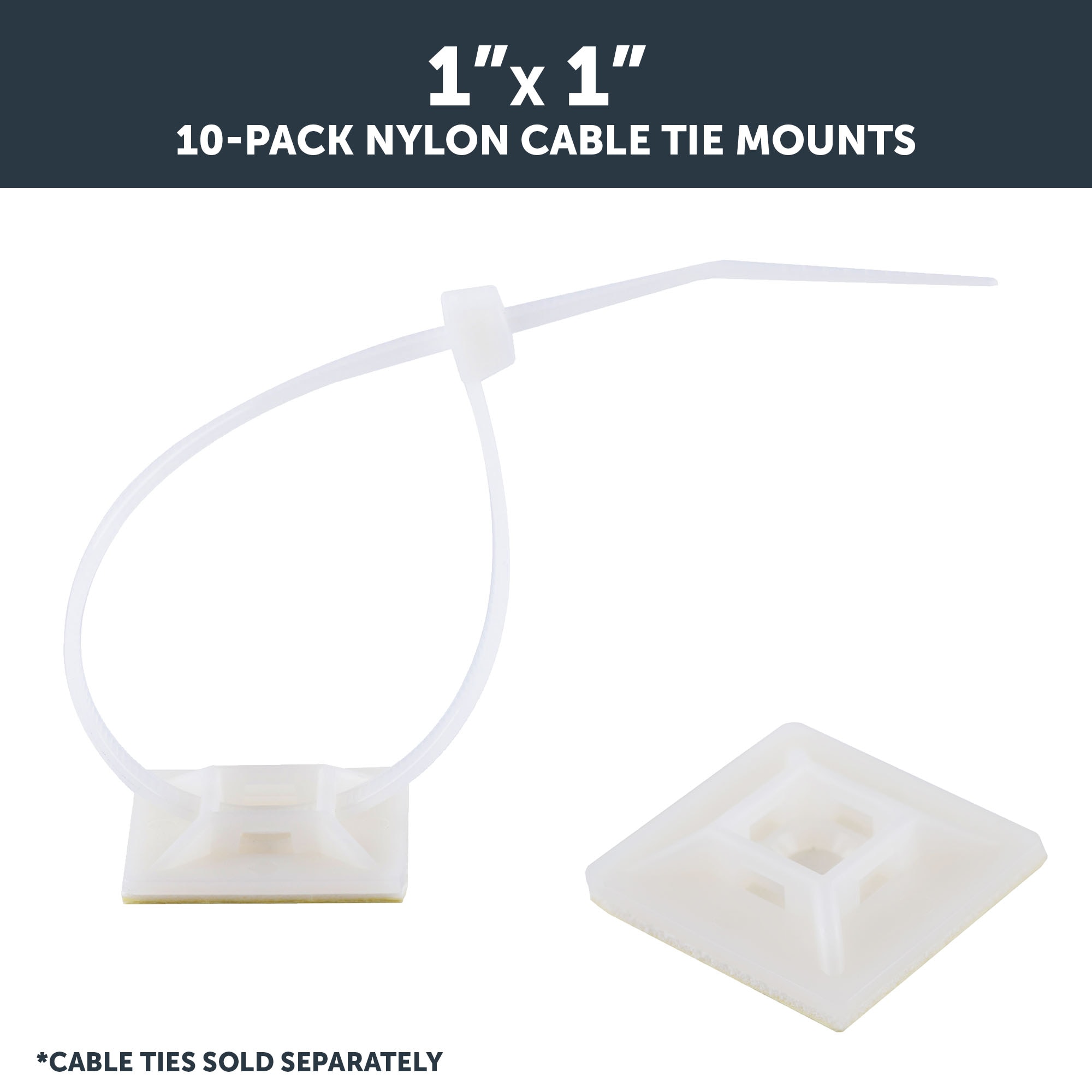 100 Pack Zip Tie Mount With Cable Ties,Self Adhesive-backed Mounts For Wire  Holder, White Cable Management Clips Wall Anchors 