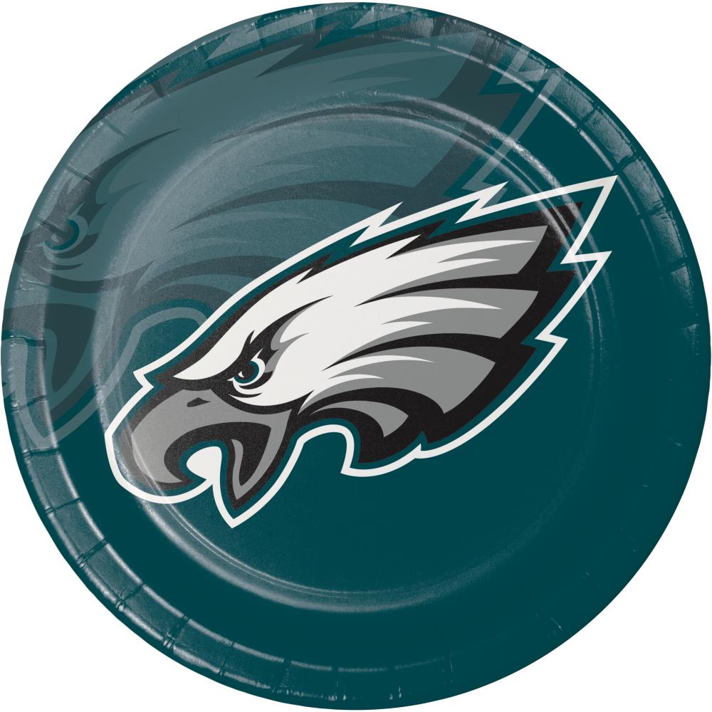 Creative Converting 429524 8-Pack Philadelphia Eagles Paper Leak Proof Disposable Dinner Plates