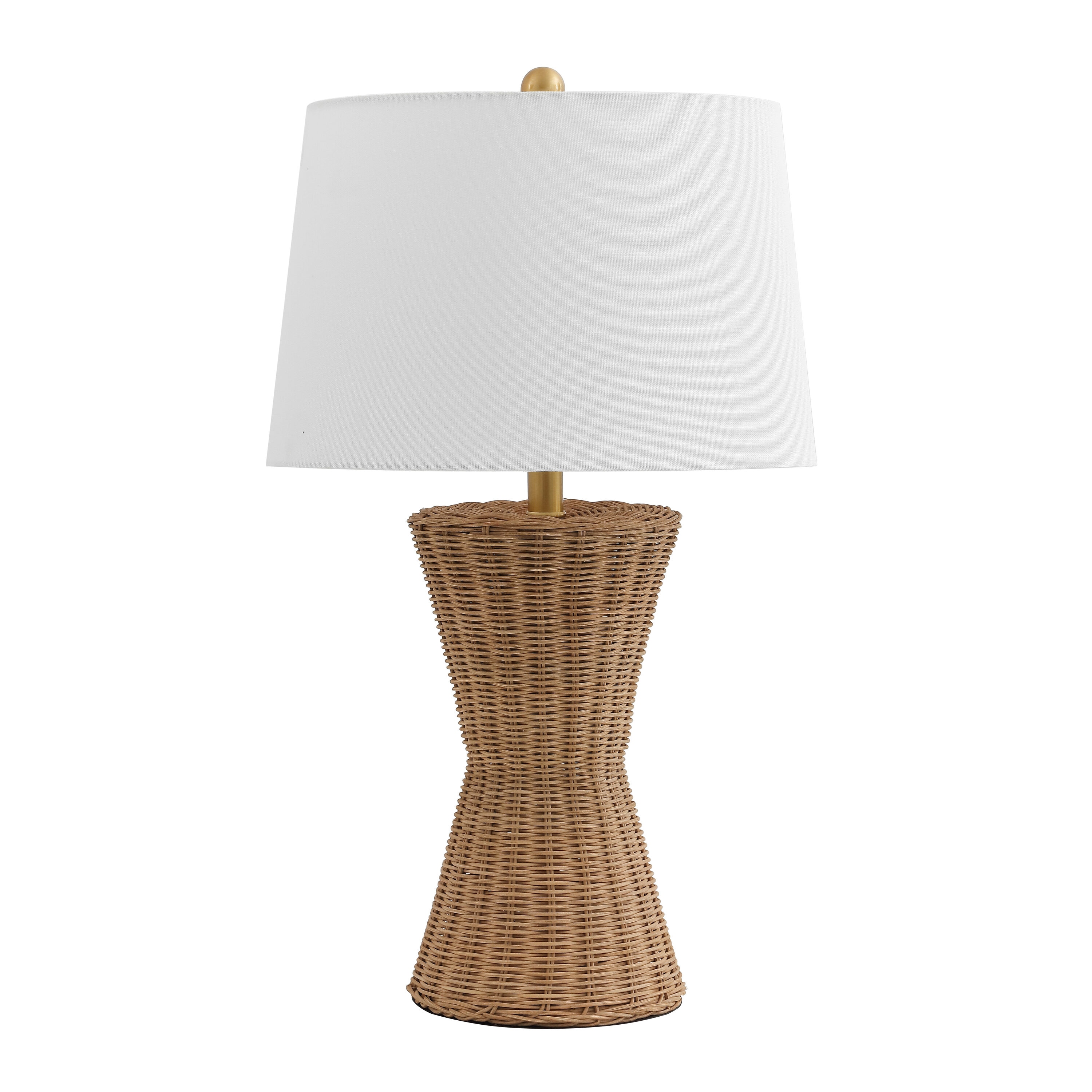 Aitana 26 Inch Natural Rattan Table Lamp with White Cotton Shade