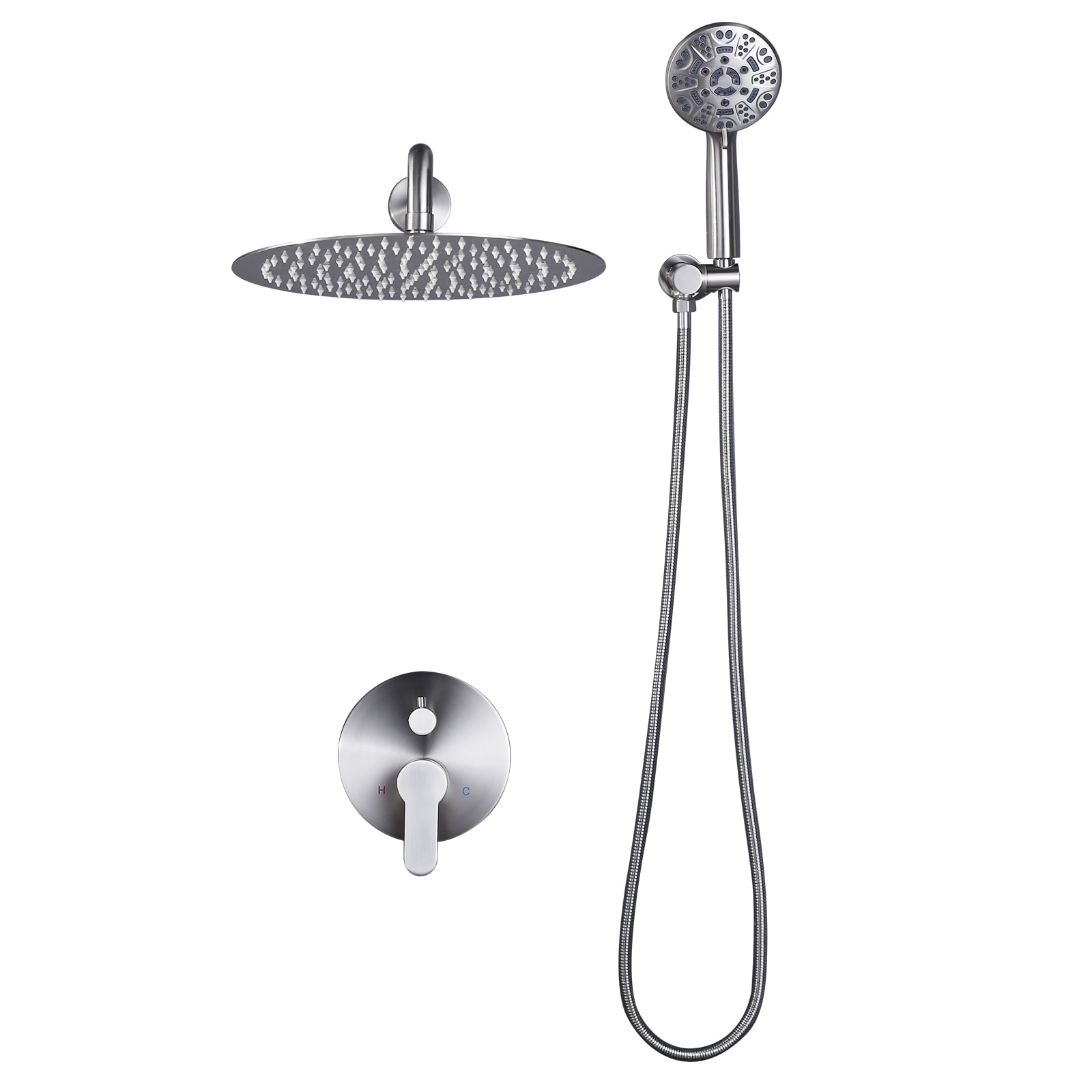 WOWOW 3091800-12 Brushed Nickel 12-Inches Shower Panel System with 2-way Diverter ( Ceramic Disc Valve Included )