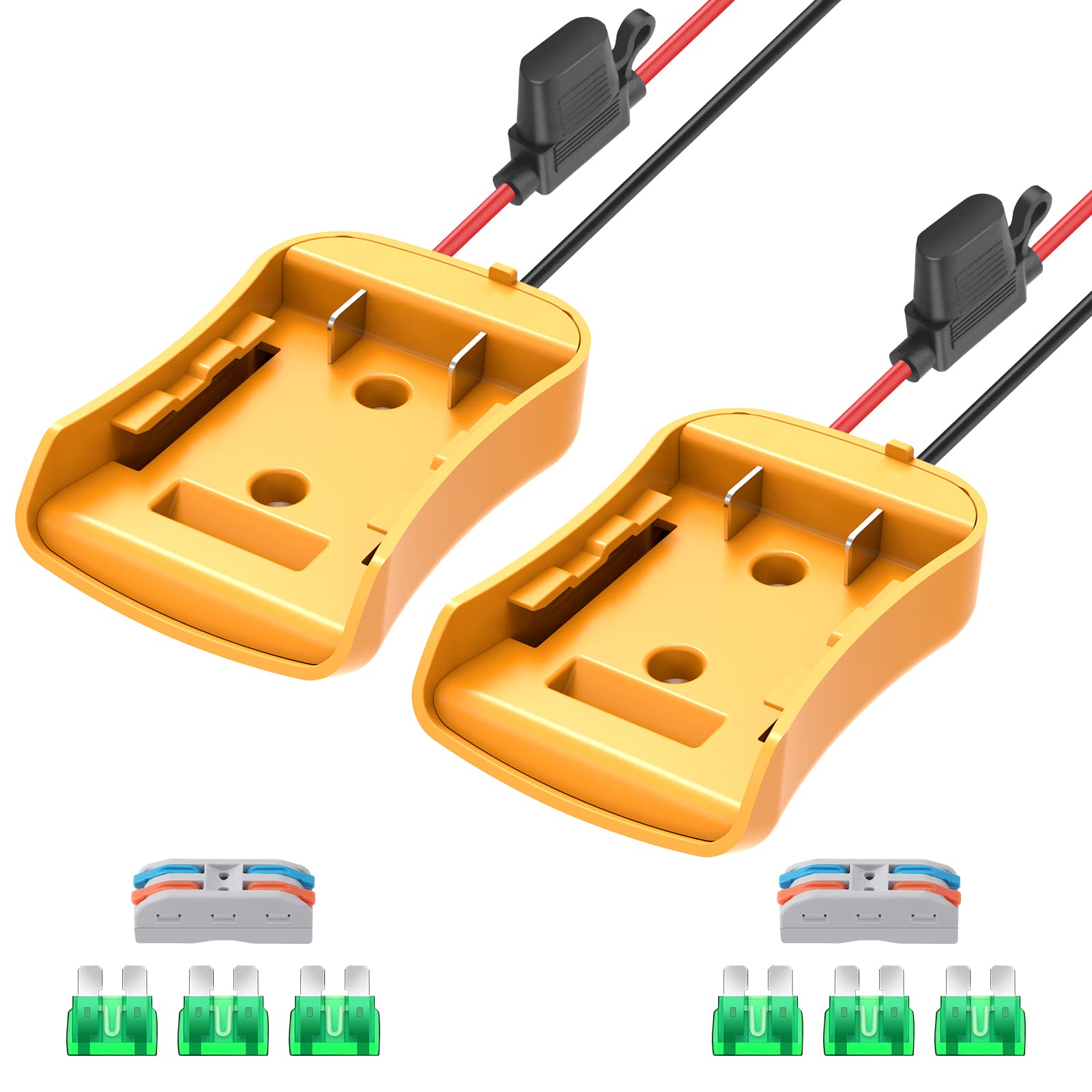 AKSCYZM  2 Packs Power Wheel Adapter for Dewalt 20V power cell Adapter Power Wheel power cell Converter Kit with Fuses Wire Terminals 12AWG Wire