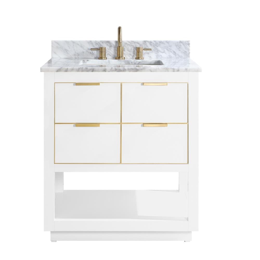 Avanity ALLIE-VS31-WTG-C Allie 30-in White Undermount Single sink Bathroom Vanity with Carrara White Marble Top