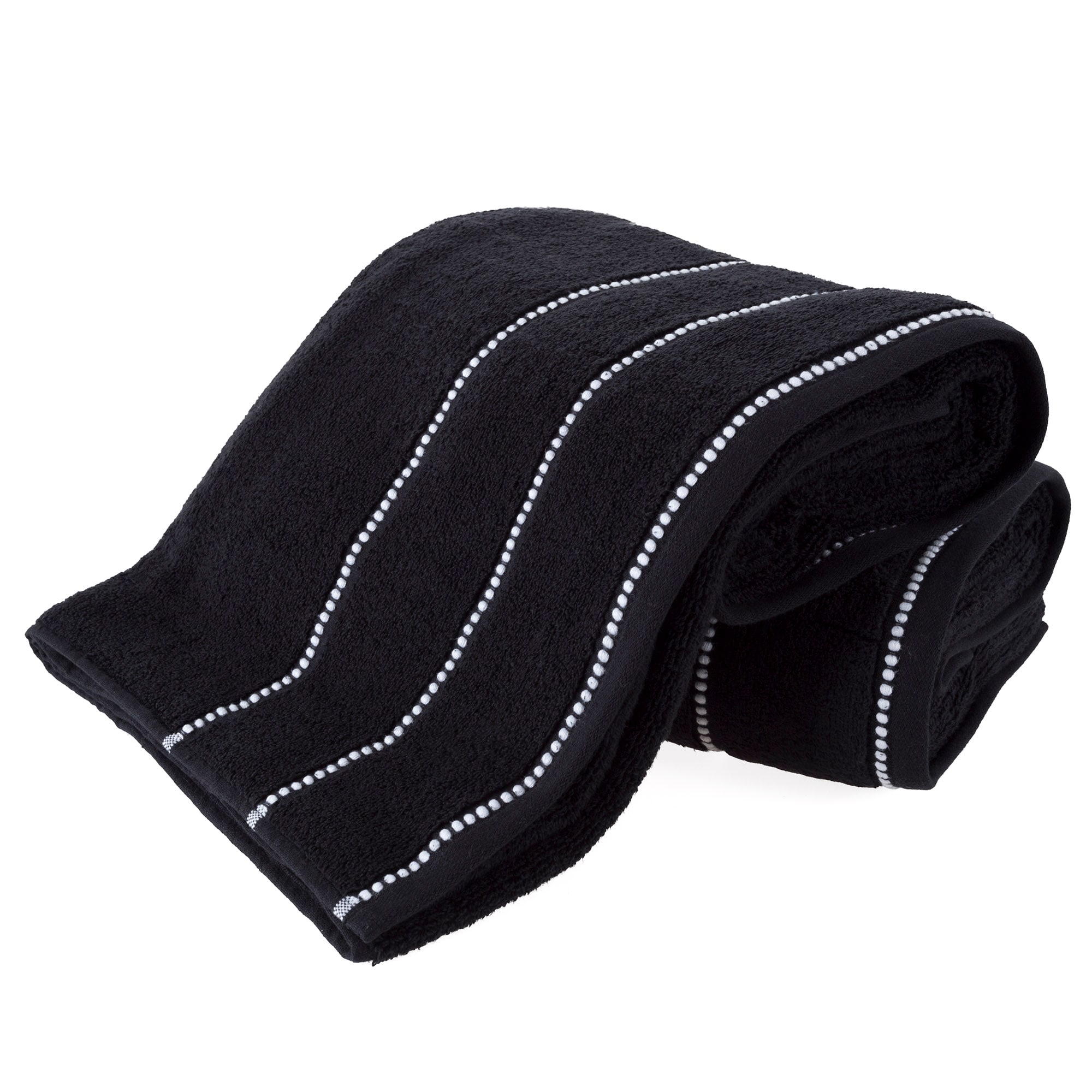 Lavish Home  2PC 100-Percent Cotton Bath Towel Set for Shower Gym and Spa (Black)