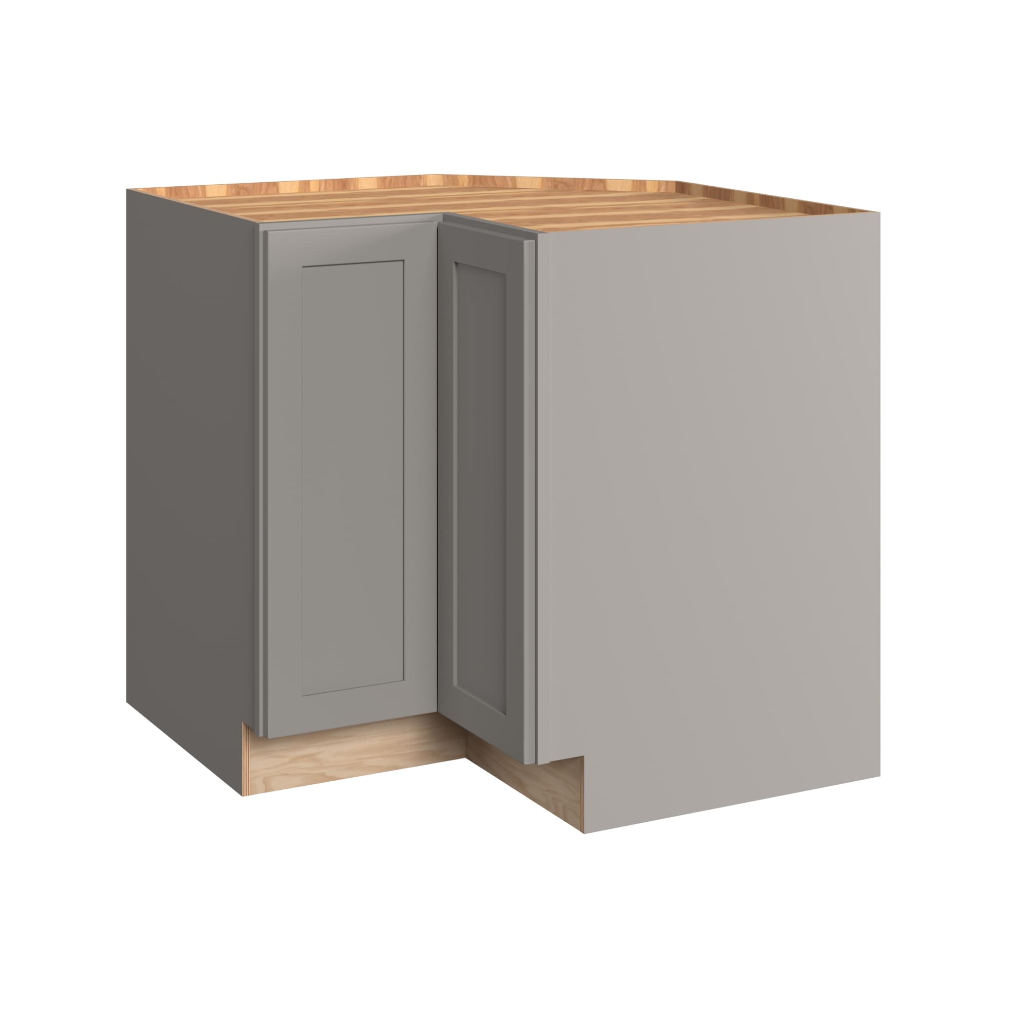 KraftMaid Momentum EZR36LG81 Deveron 36-in W x 34.5-in H x 24-in D Pebble Grey L-shaped L-shaped Corner base Fully assembled Plywood Cabinet (Recessed Panel Shaker)