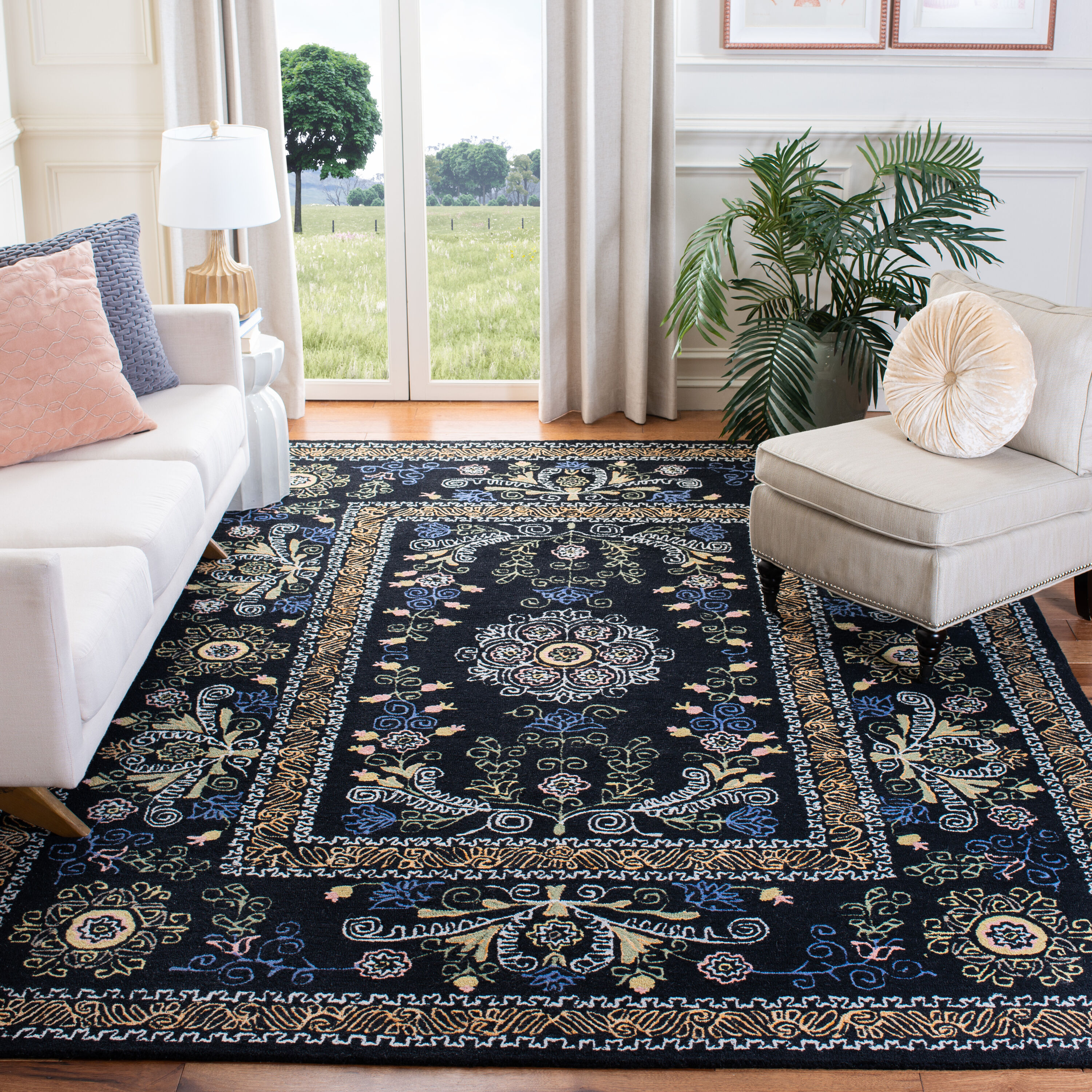  Micro-Loop 522 Black/Green Traditional 6ft x 9ft Medium Rectangle Rug