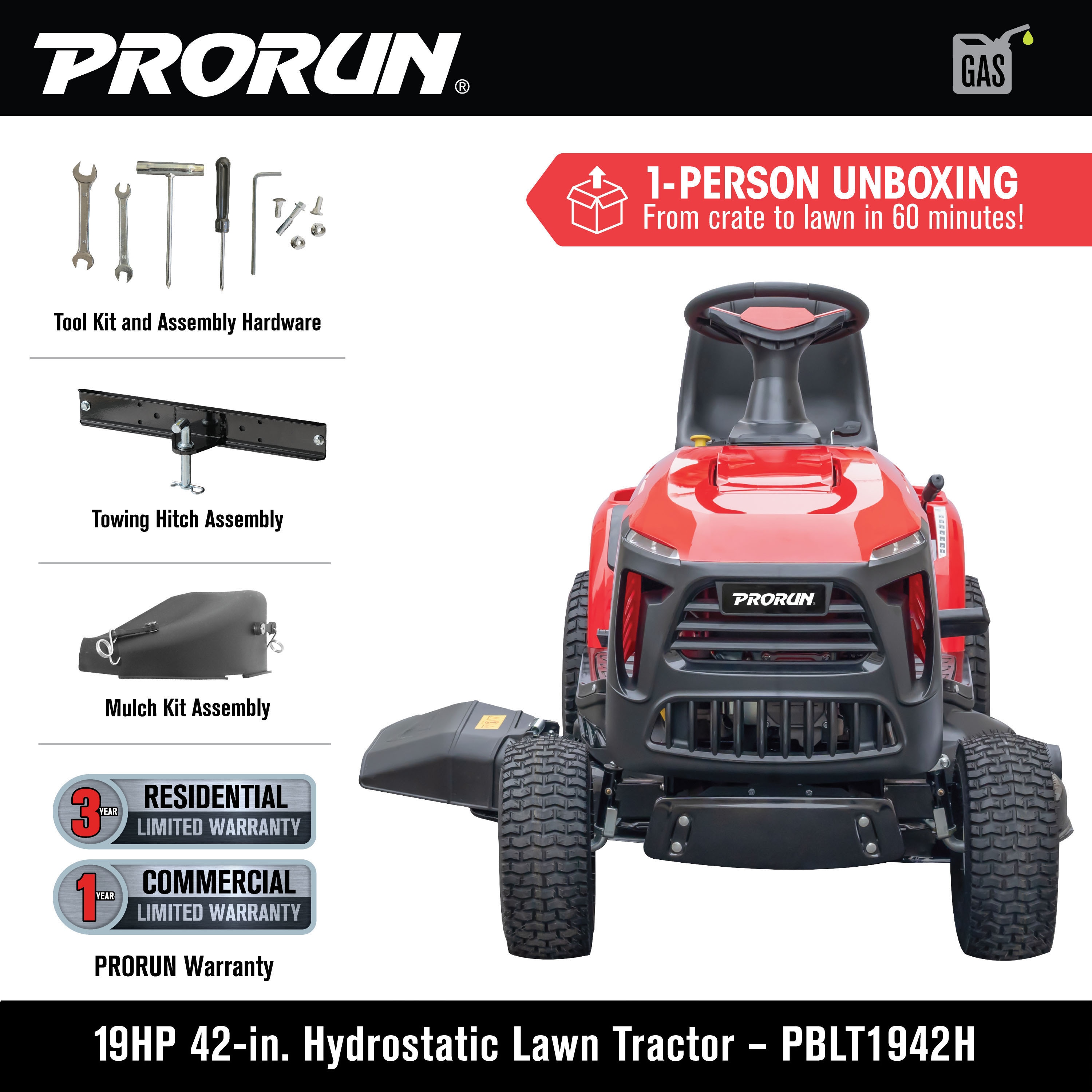 PRORUN PBLT1942H Riding-Mowers-Tractors - View #2