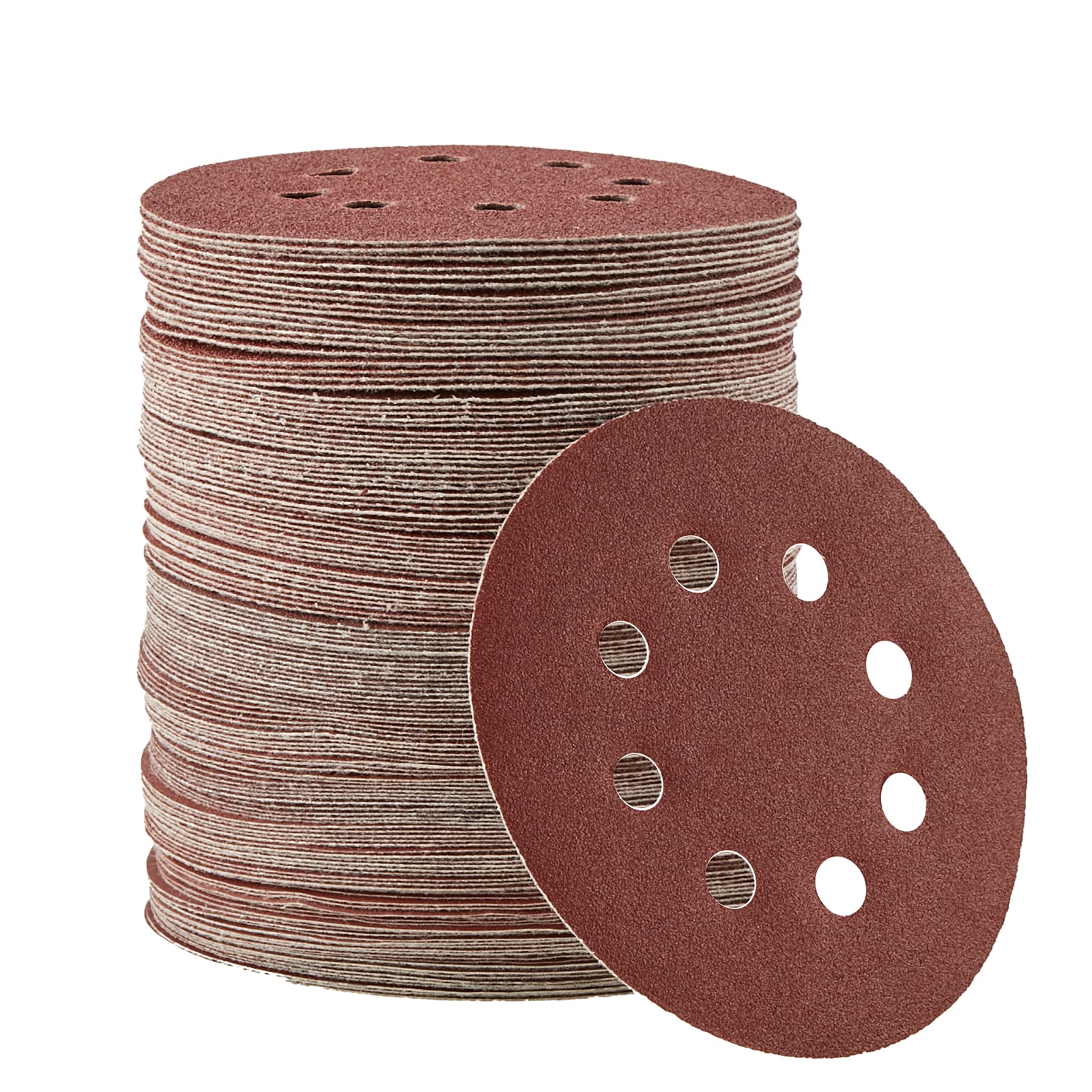 GIVIMO 150-Piece 5-in 8-Hole Hook and Loop Sanding Discs Sandpaper Set 10 Grits 60 80 100 120 150 180 240 320 400 and 600 Aluminum Oxide for Orbital Sander Wood Metal and Car Body
