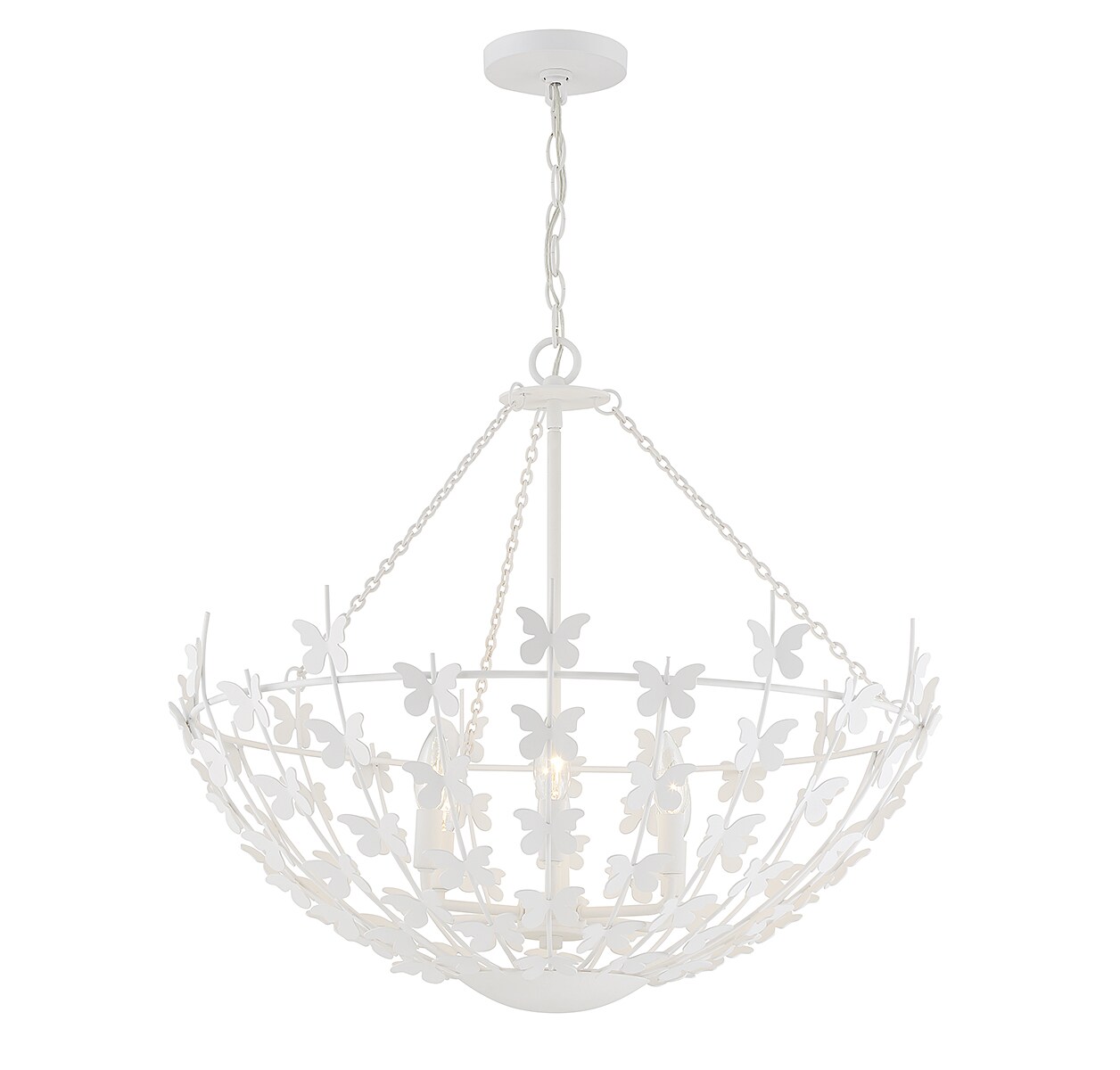Bisque White Butterfly Bowl 6-Light Incandescent Pendant