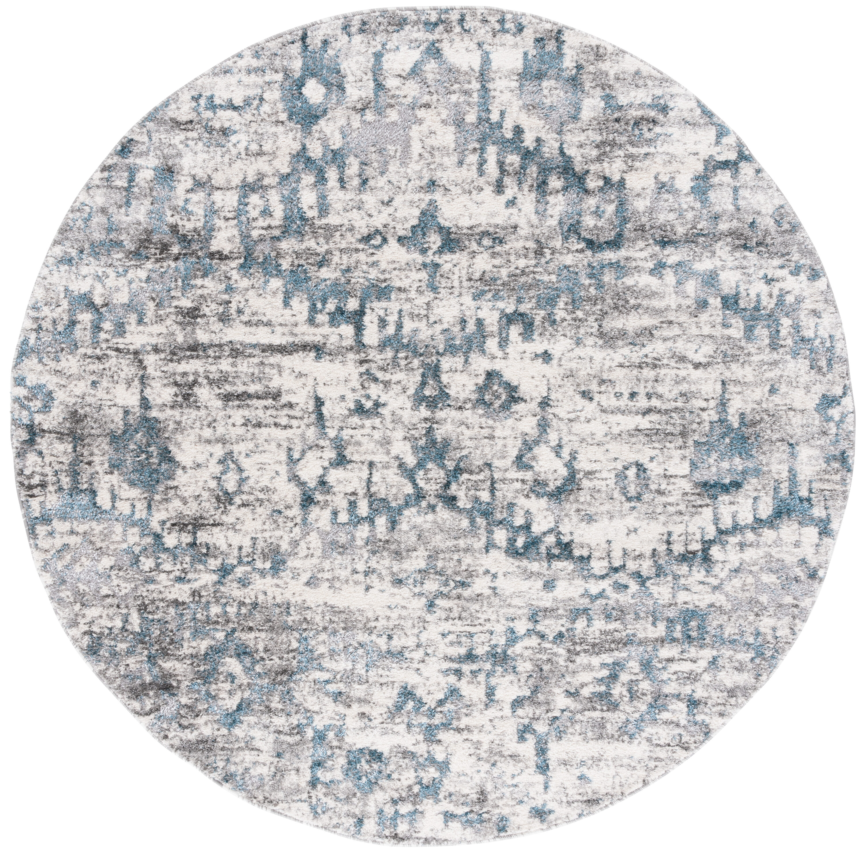 Safavieh RVE350M-7R 7 x 7 (ft) Loomed Polypropylene Blue/Ivory Round Indoor Distressed/Overdyed Mid-Century Modern Area rug