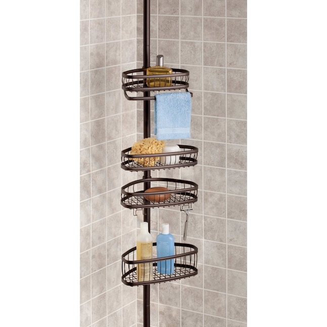 iDesign Bronze Steel 4-Shelf Tension Pole Freestanding Shower Caddy 11.3-in  x 60-in in the Bathtub & Shower Caddies department at