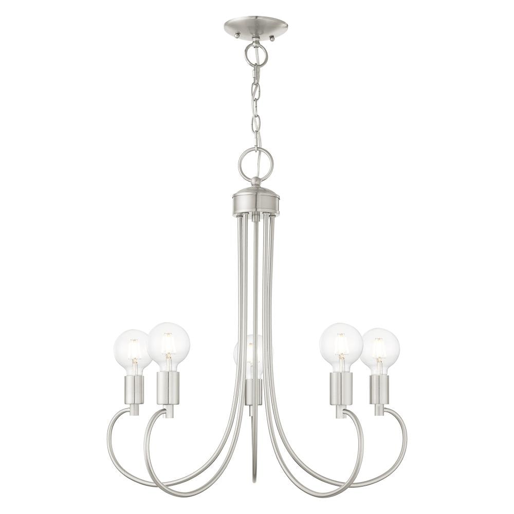 Elegant Brushed Nickel 5-Light Chandelier with Crystal Accents