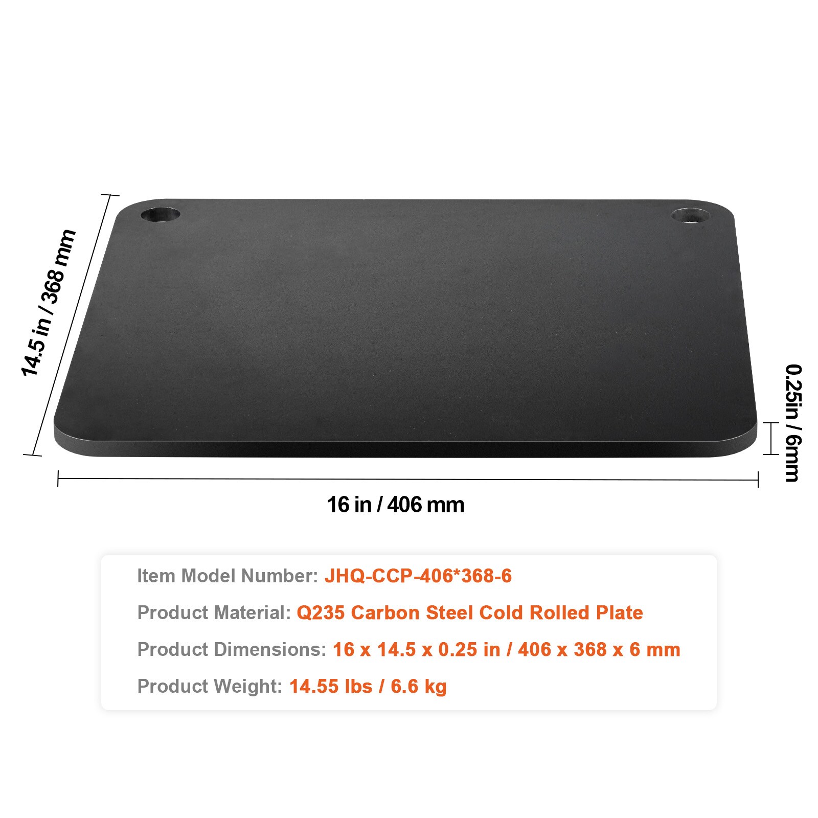 Pre-Seasoned Carbon Steel Pizza Baking Stone, 16 x 14.5 in