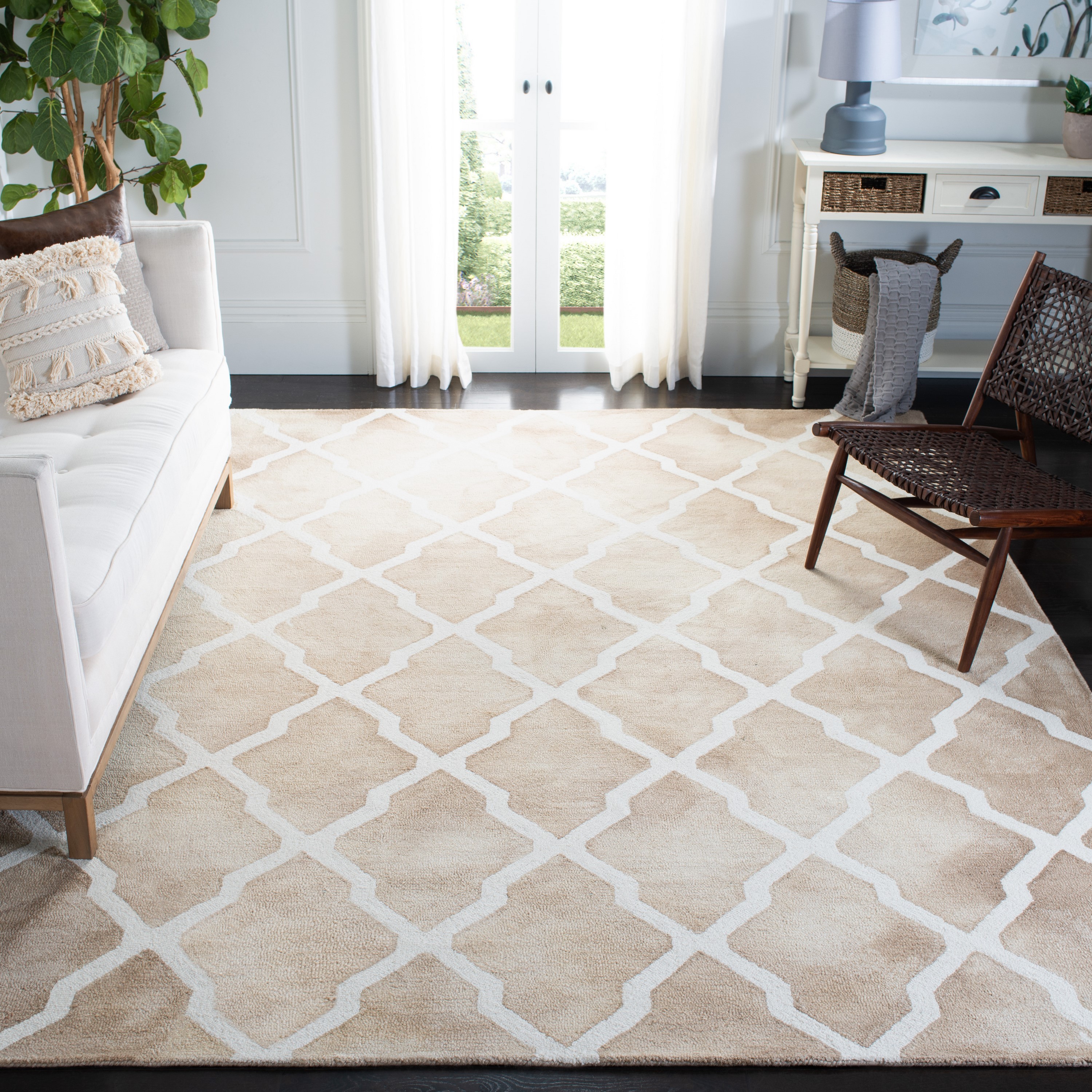 Safavieh DDY540G-8 Dip Dye Pamala 8 x 10 (ft) Tufted Wool Beige/Ivory Rectangular Indoor Geometric Bohemian/Eclectic Area rug