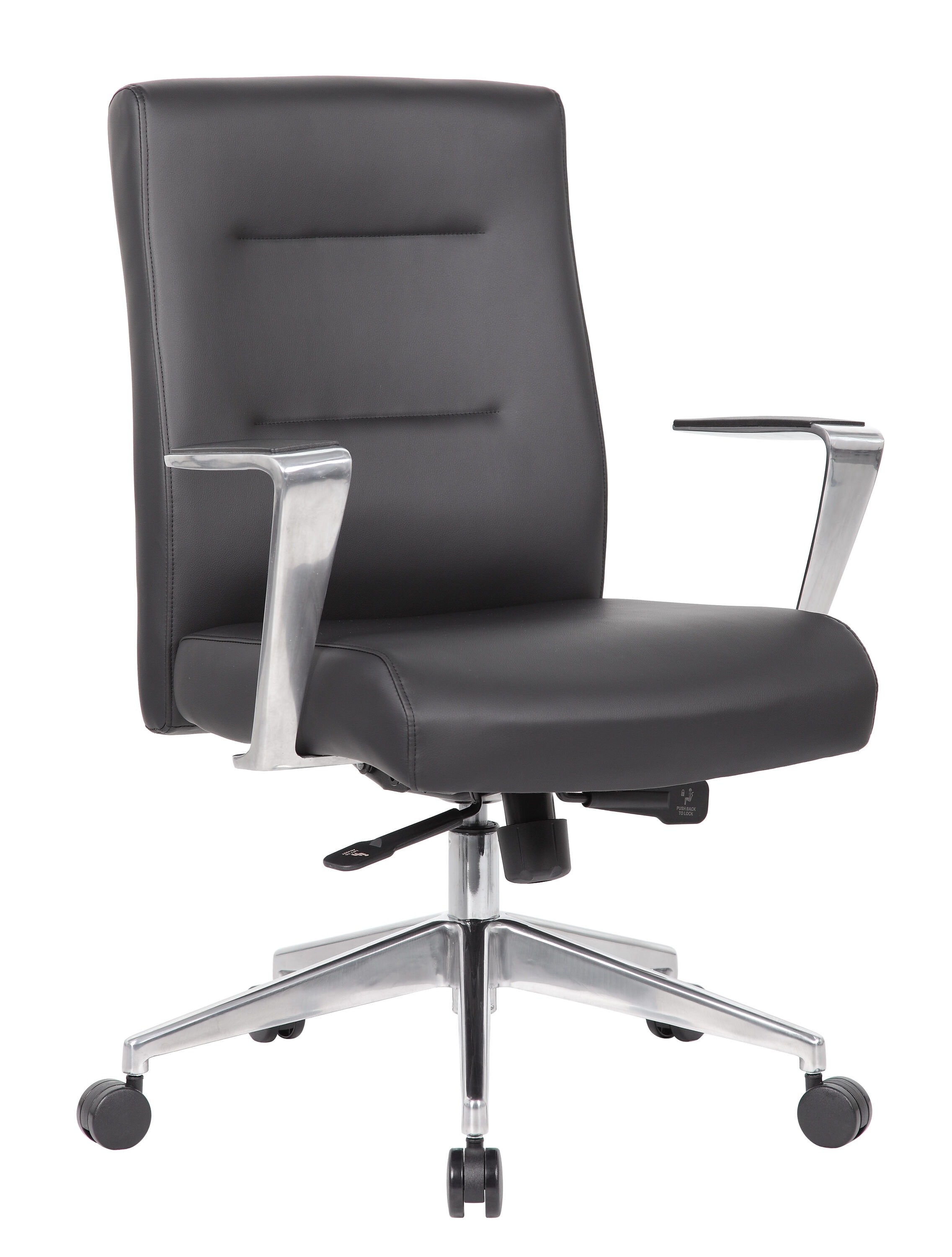 Boss Office Products B8886AL-AMBK Black Contemporary Ergonomic Adjustable Height Swivel Vinyl Manager Chair