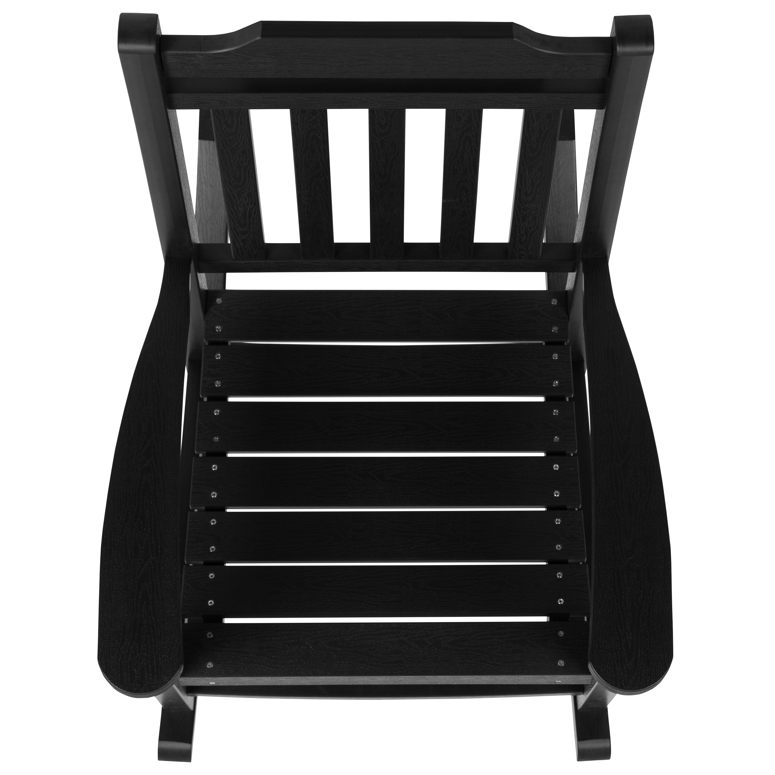 Sleek Black Poly Resin All-Weather Rocking Chair