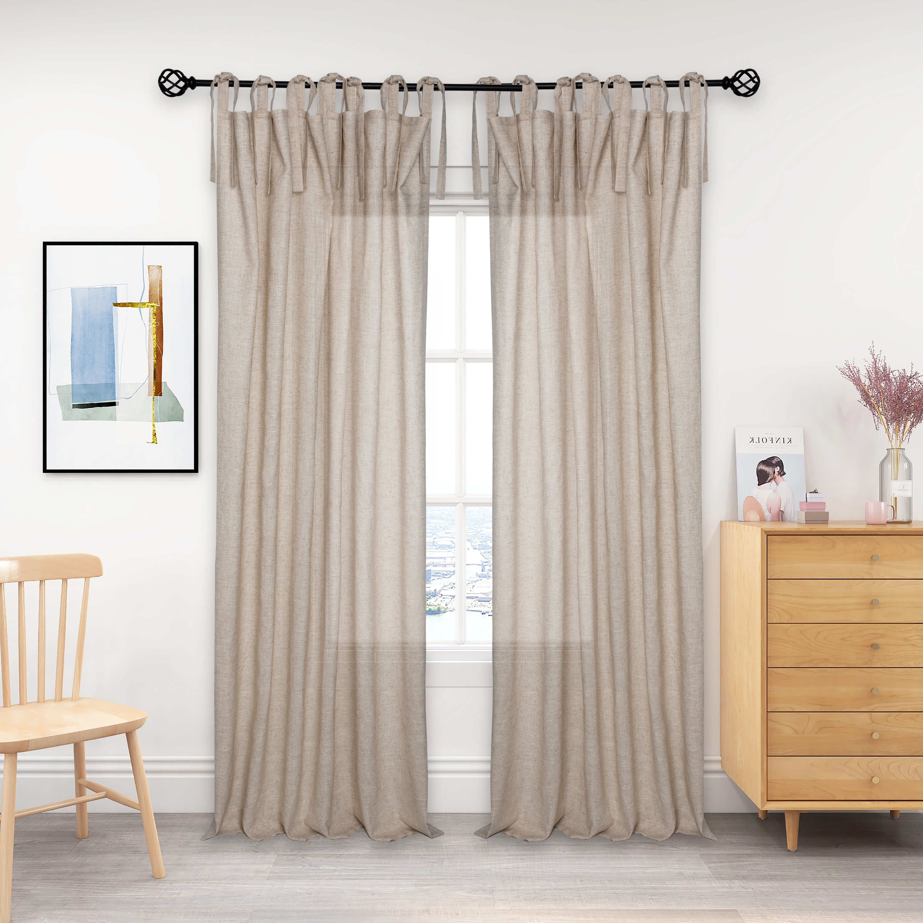 Linen Window Curtains, 8 Colors, Sheer Linen Curtain Panels With  Non-pleated Tape for Rings, 1 Curtain Panel -  Canada