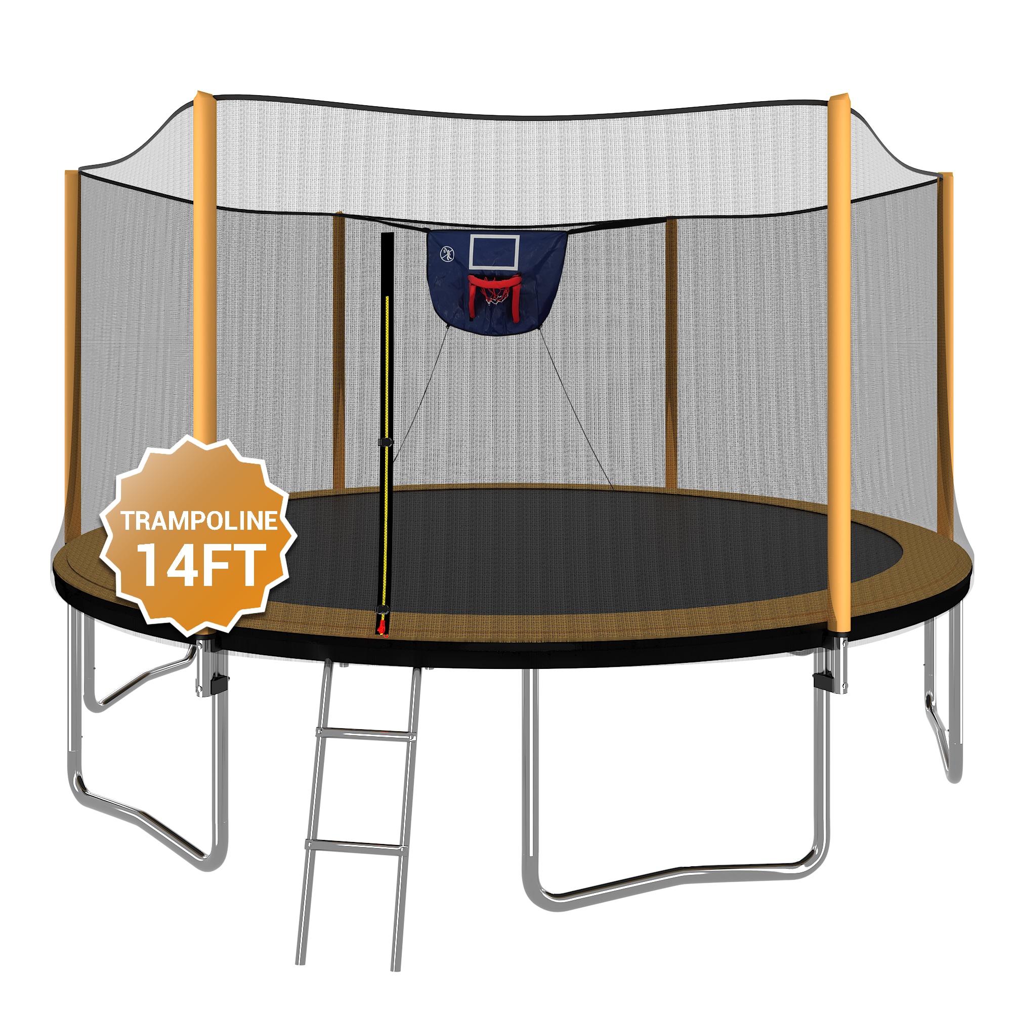 Fun Orange FUN24BC07 Heavy-Duty Trampoline for Kids Adults 14-ft Round Backyard in Orange