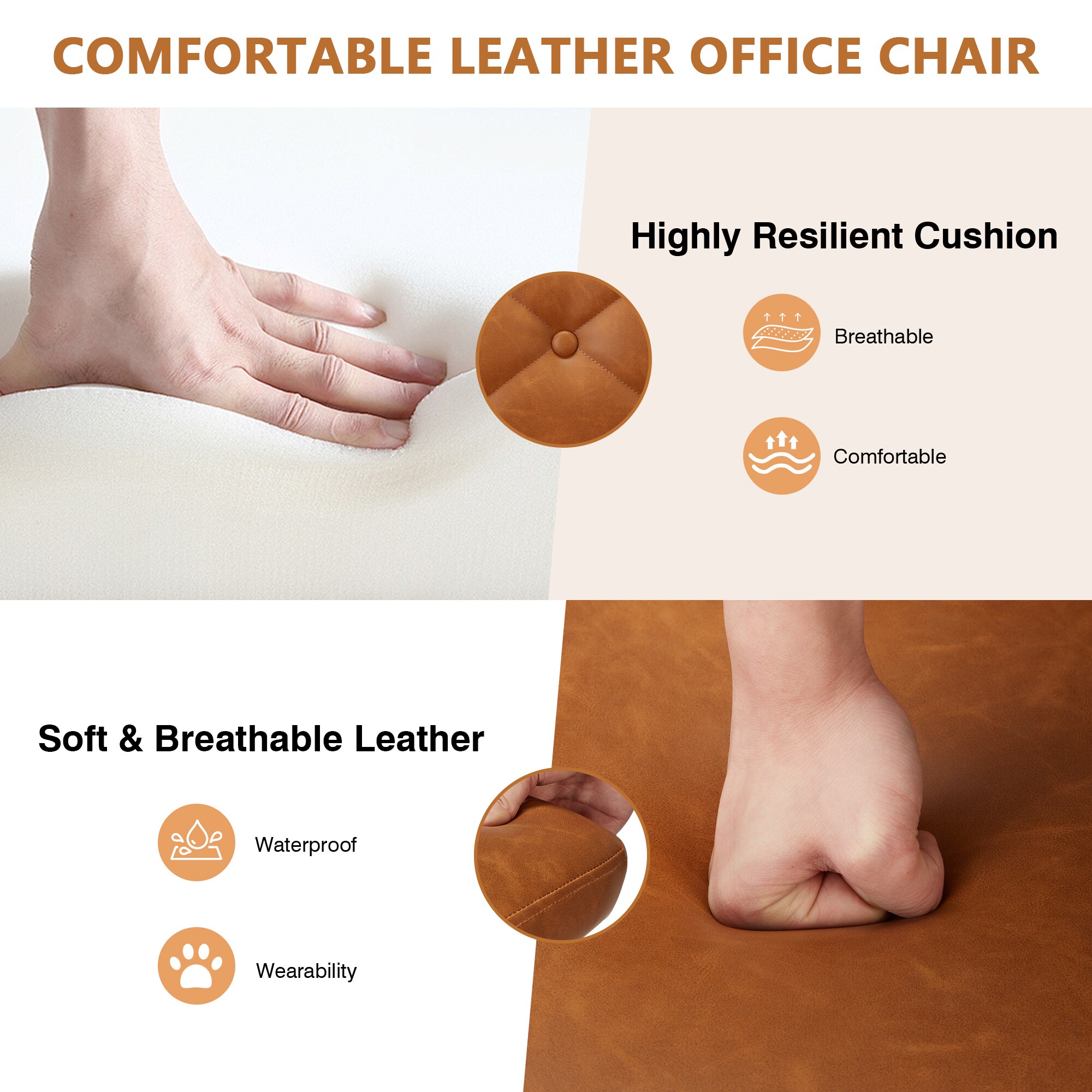 Vecelo LOE-OC05-BRN Office-Chairs - View #7