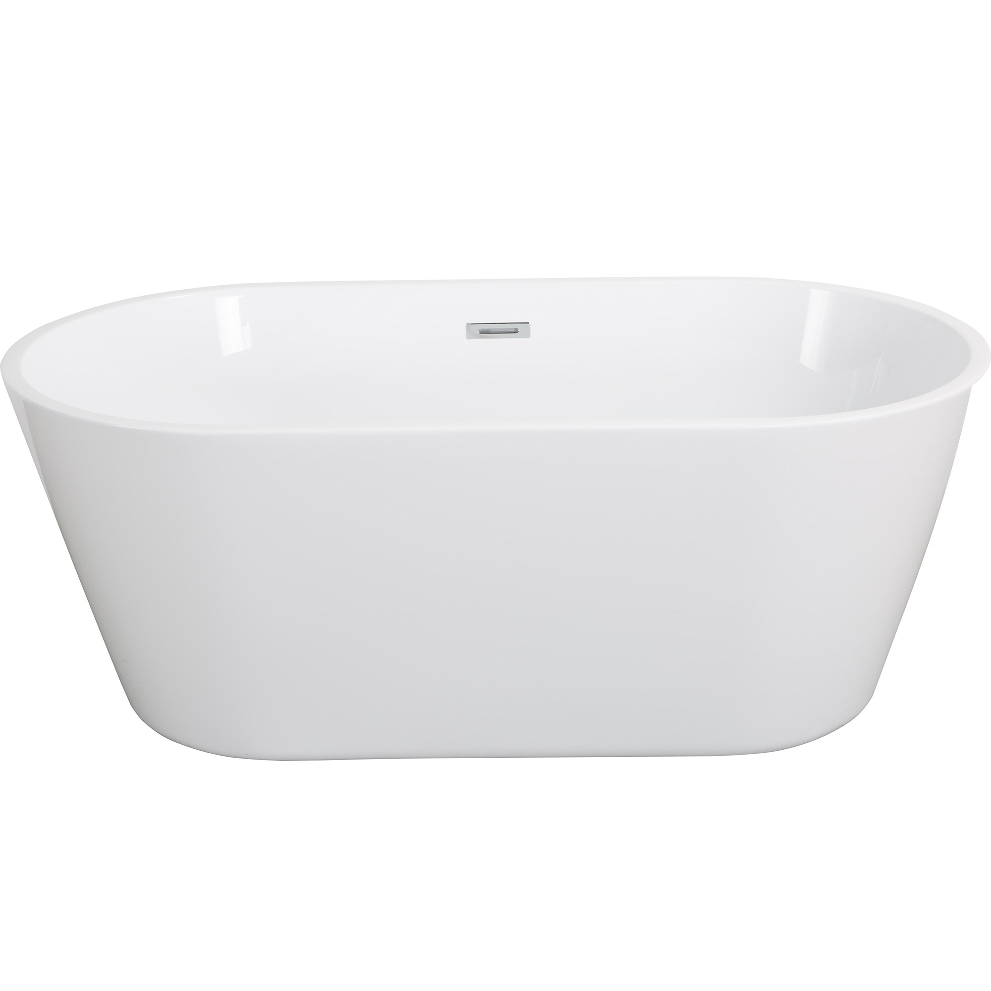 HEATGENE 55" White and Matte Black Acrylic Freestanding Bathtub