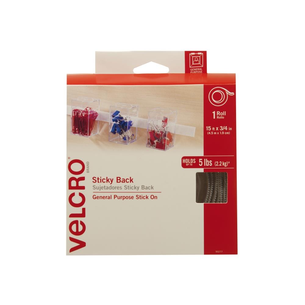 VELCRO Brand 180-in White Sticky Back 15Ft X 3/4In Roll White Hook