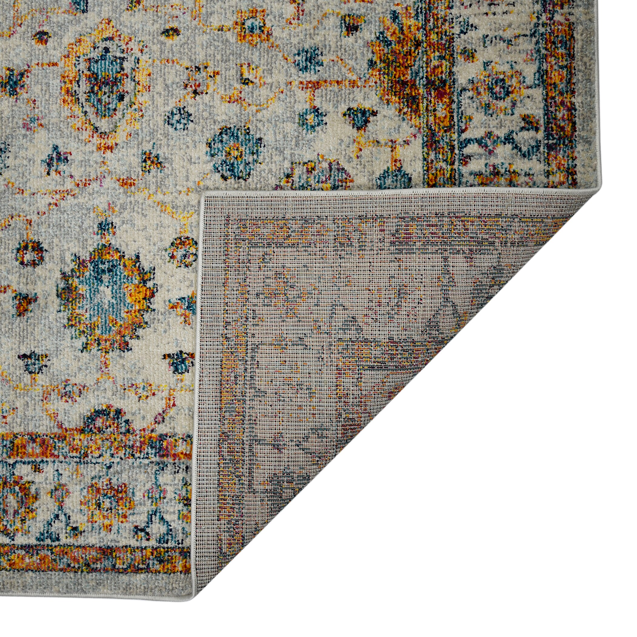 Uptown Bohemian Ivory 5' x 7' Synthetic Reversible Area Rug