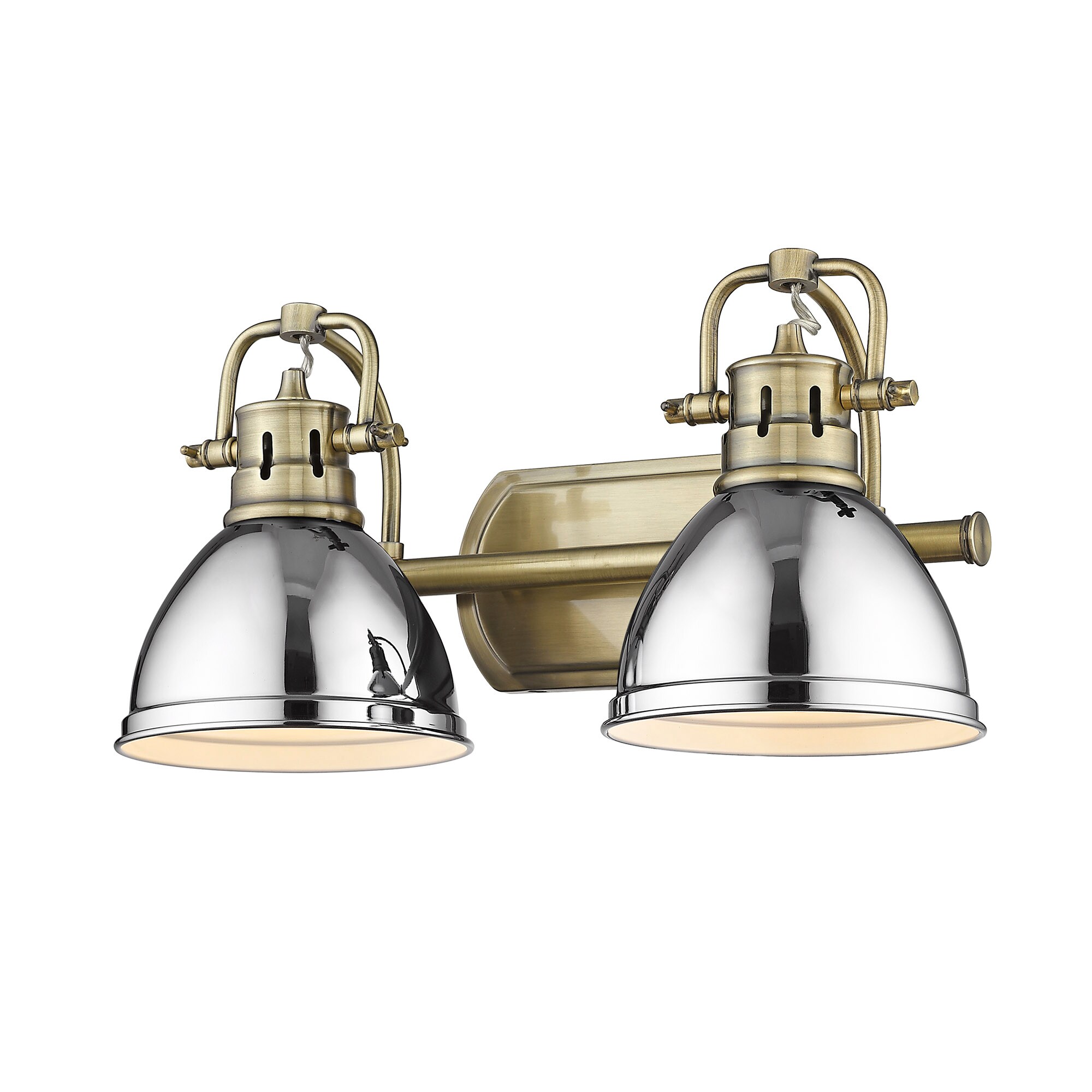 Golden Lighting 3602-BA2 AB-CH Duncan 16.5-in 2 -Light Antique Chrome Industrial Vanity light