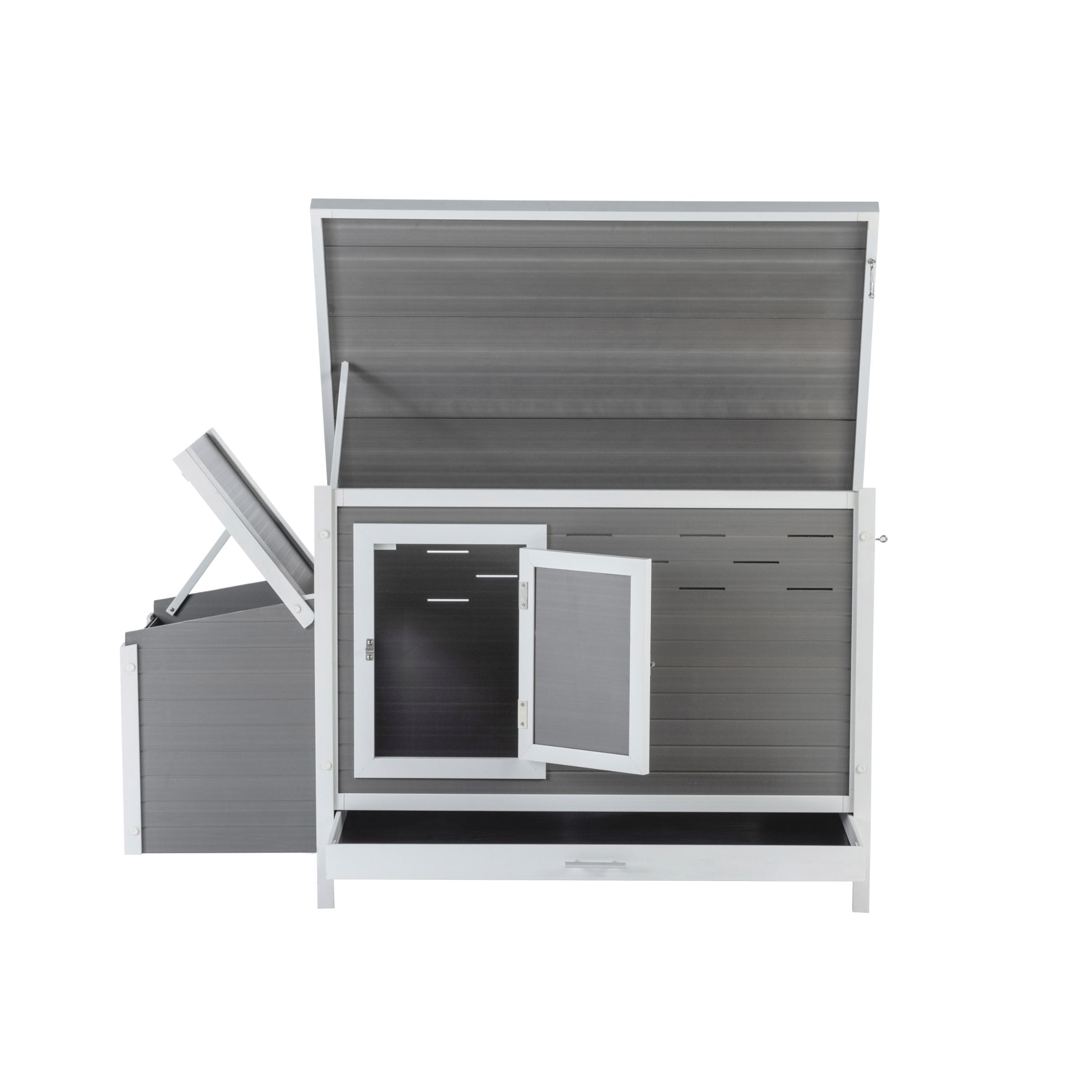 Gray and White ECOFLEX Outdoor Chicken Coop with Removable Tray