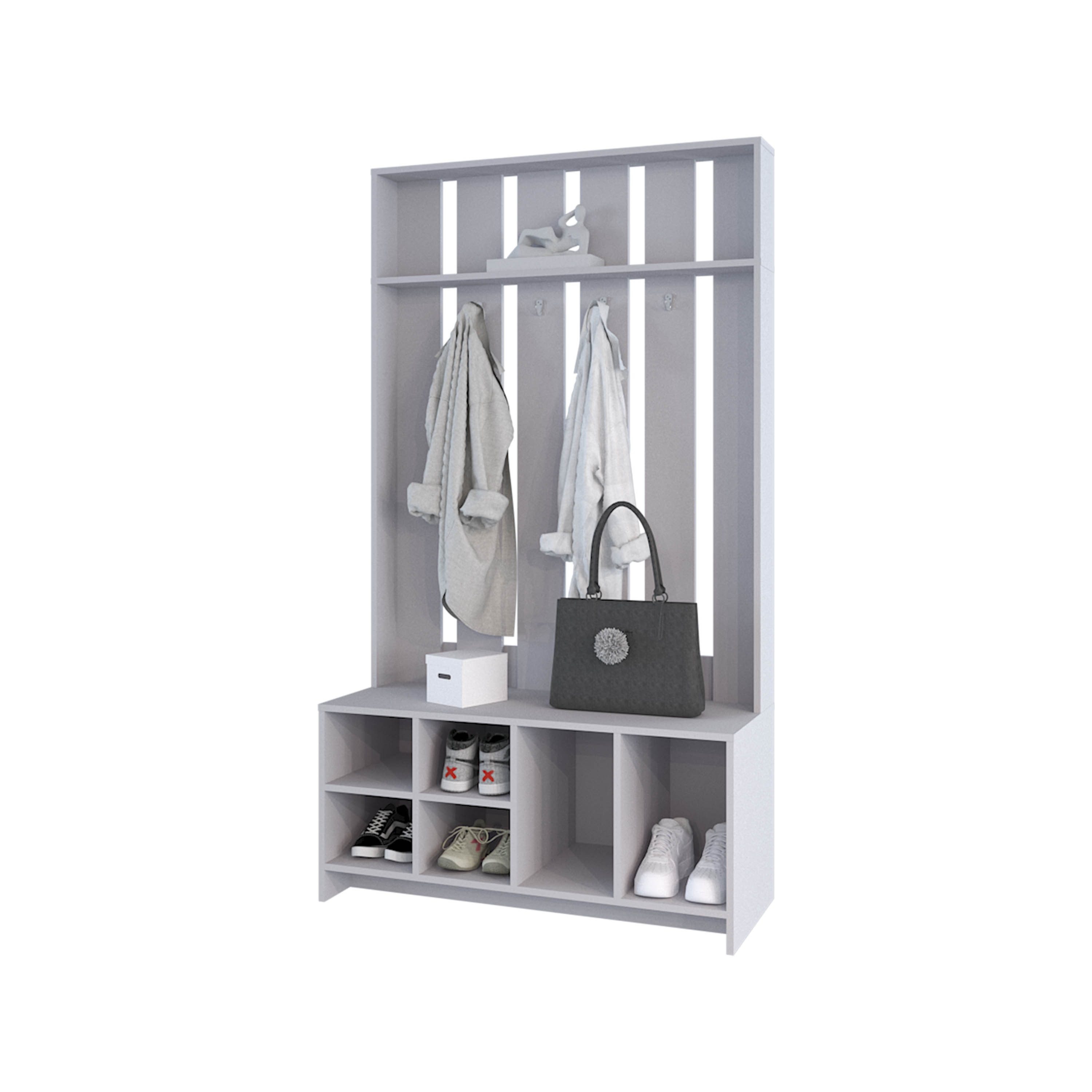Flynama SH237138 Modern 38.1-in Smoke Wood Hall Tree